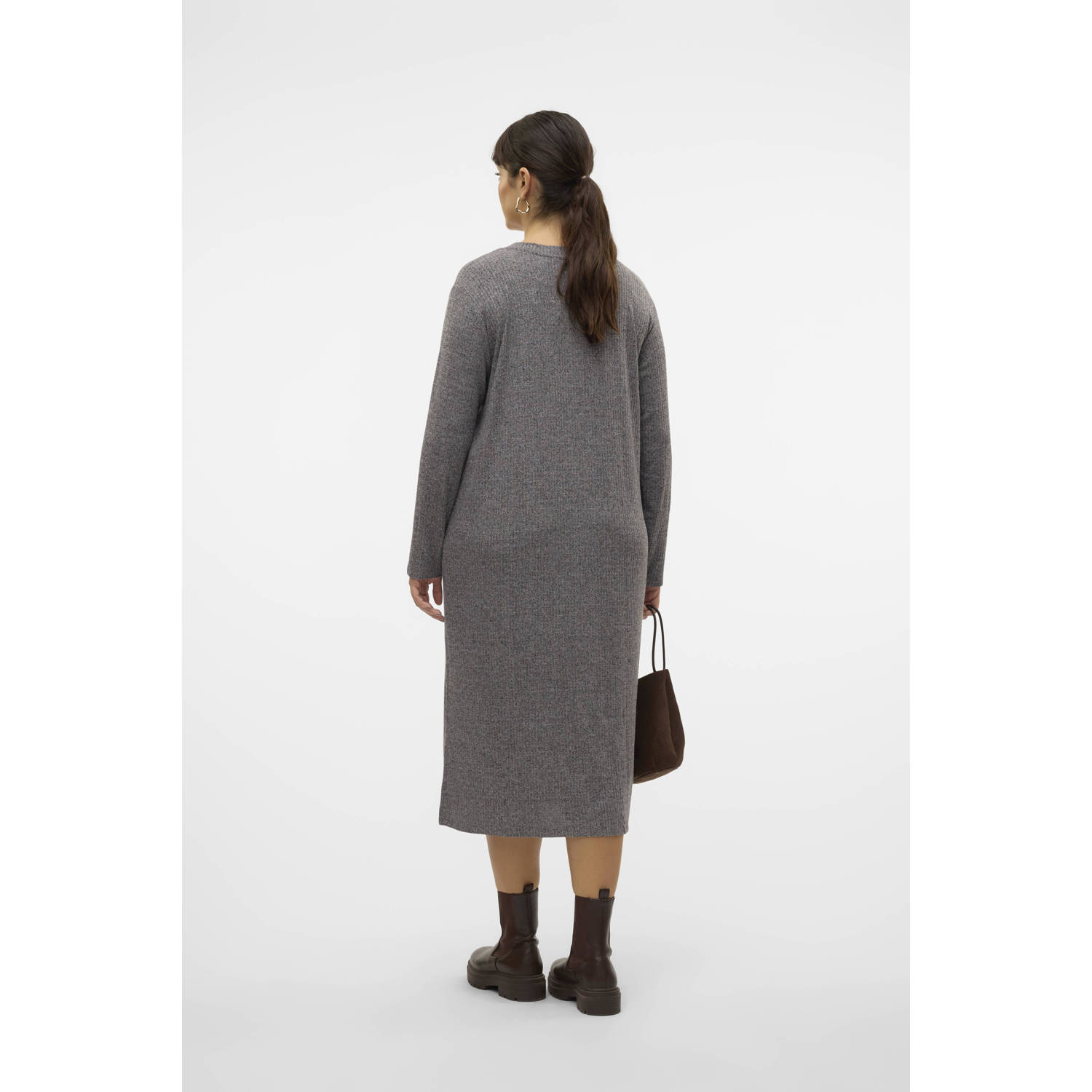 VERO MODA CURVE midi jurk VMCCERI antraciet