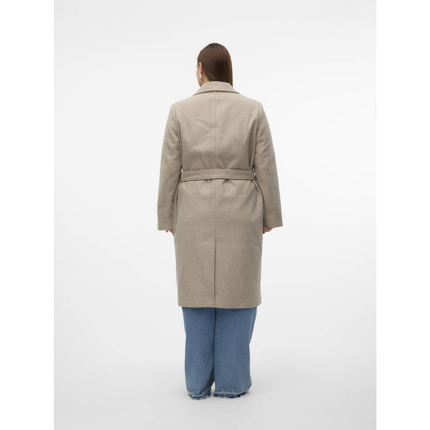 VERO MODA CURVE jas VMCPOPNOELLE met ceintuur beige