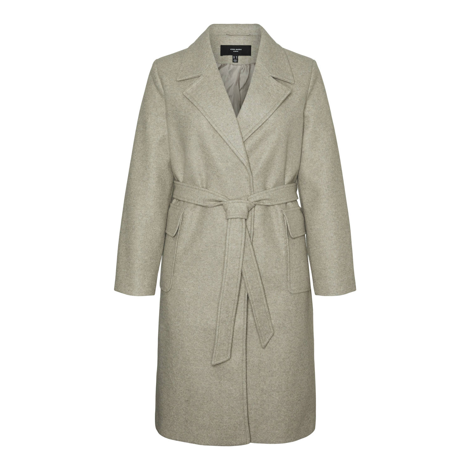 VERO MODA CURVE jas VMCPOPNOELLE met ceintuur beige