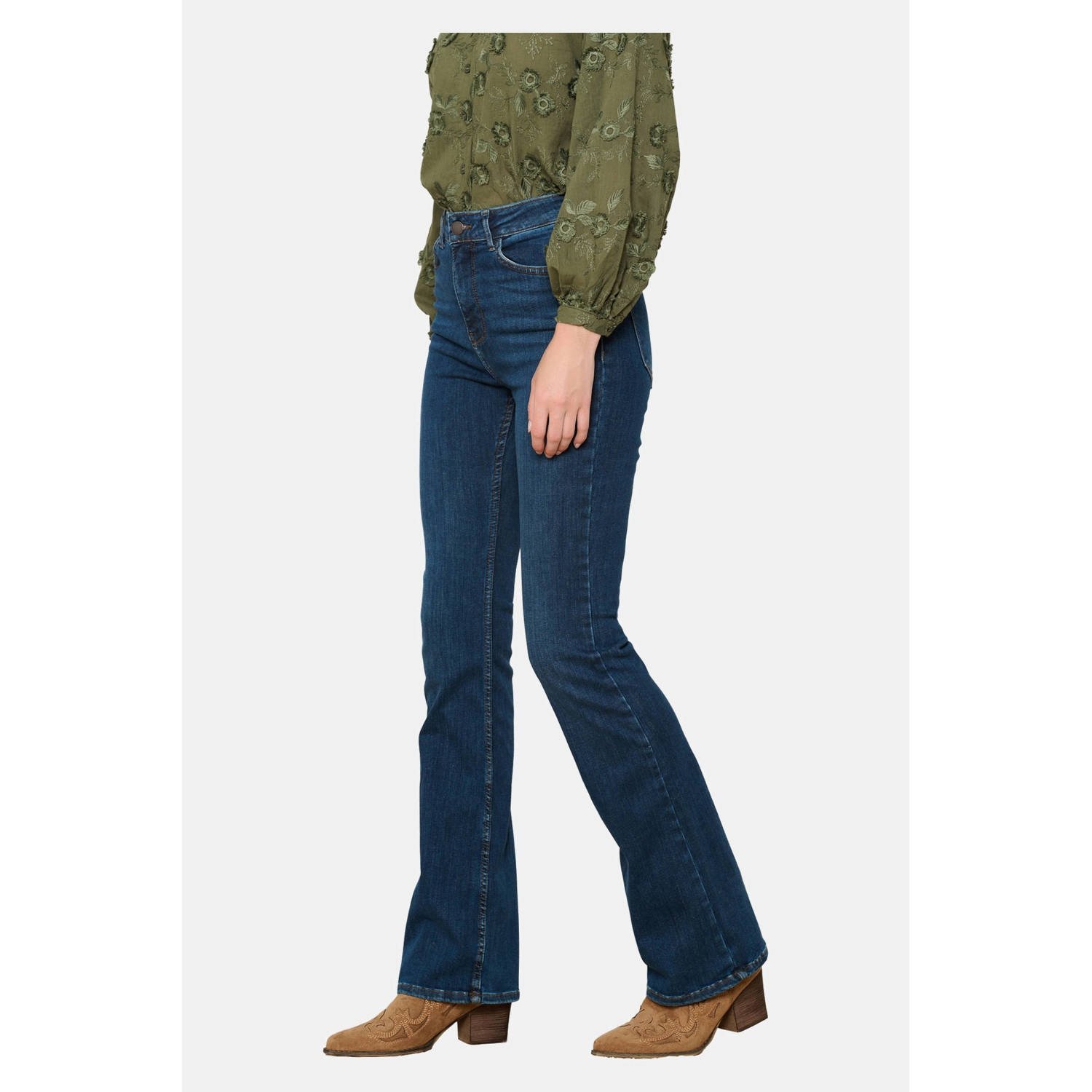 LOLALIZA high waist bootcut jeans dark blue denim