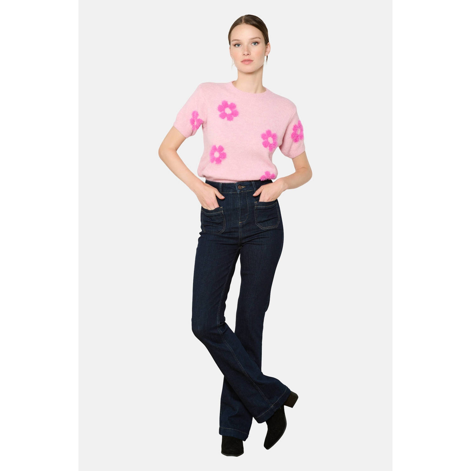 LOLALIZA high waist bootcut jeans dark blue denim