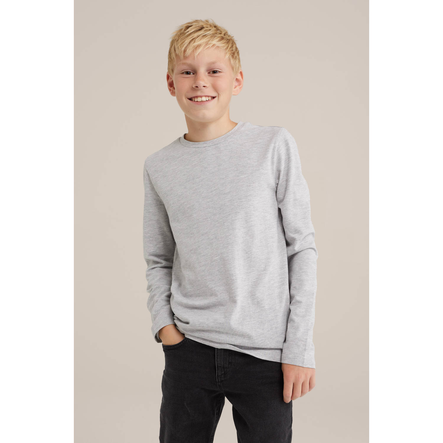WE Fashion longsleeve grijs melange