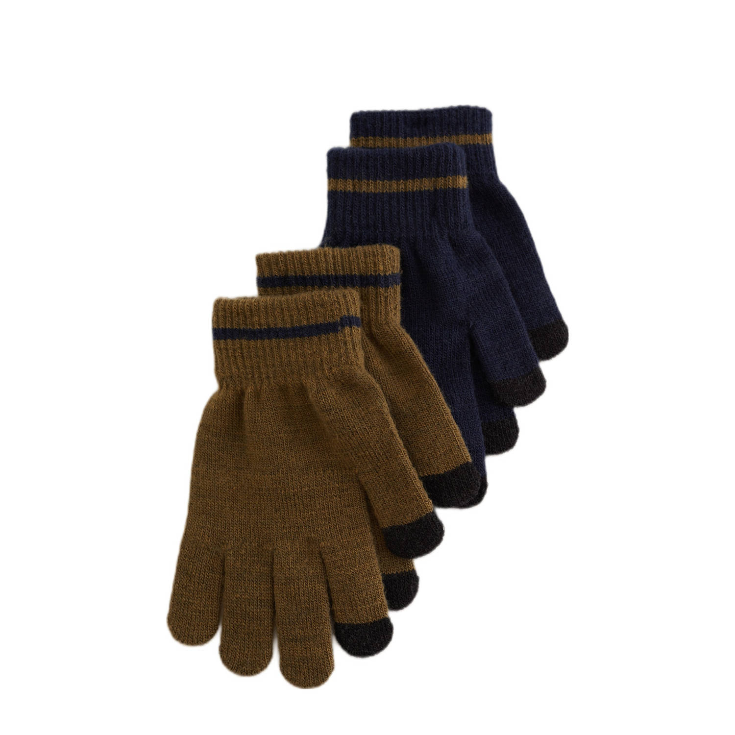 WE Fashion Handschoenen set van 2 groen donkerblauw