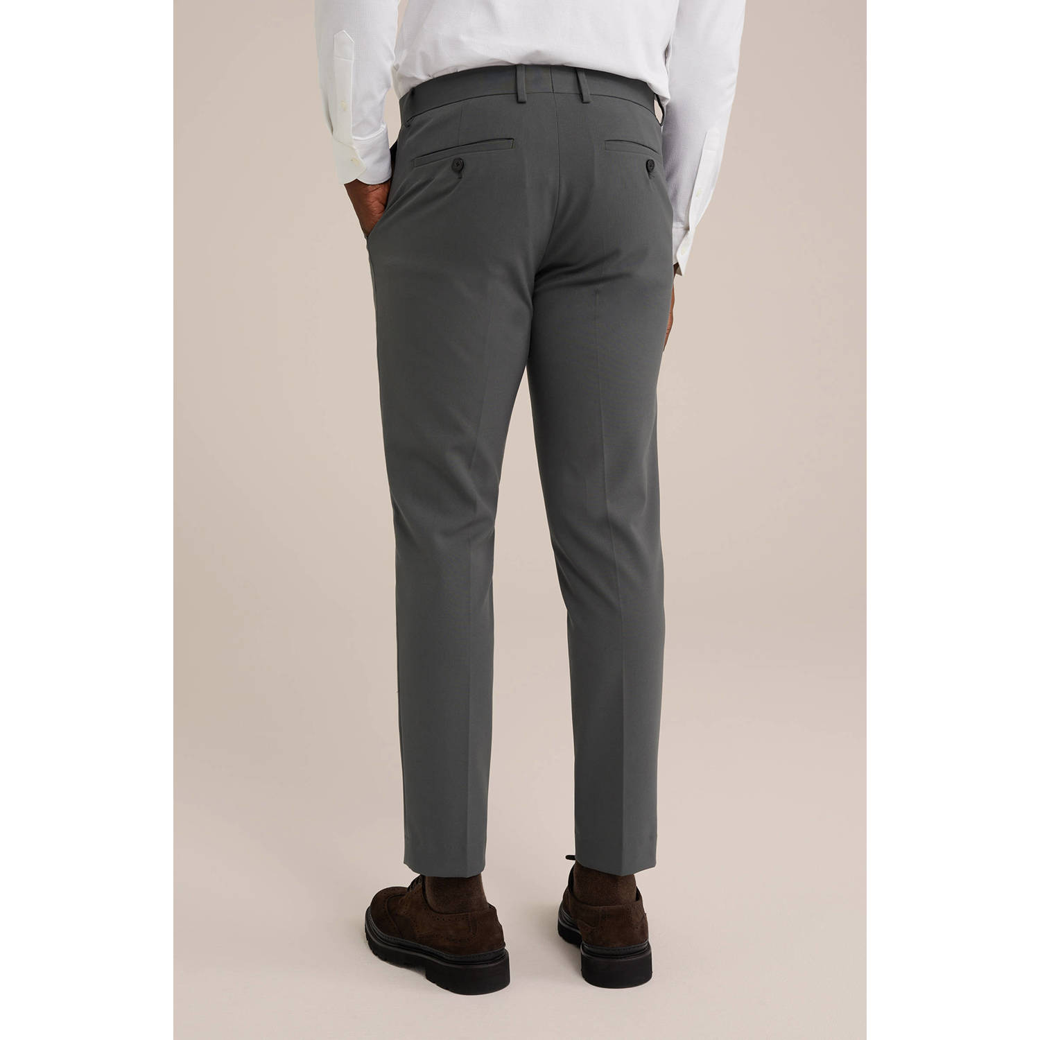 WE Fashion WE Fundamentals slim pantalon grijsgroen