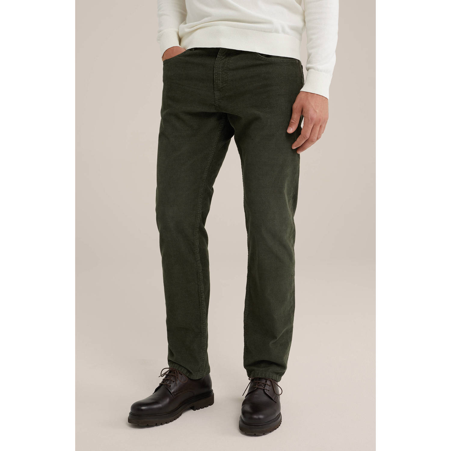 WE Fashion Blue Ridge corduroy regular fit broek heavy army