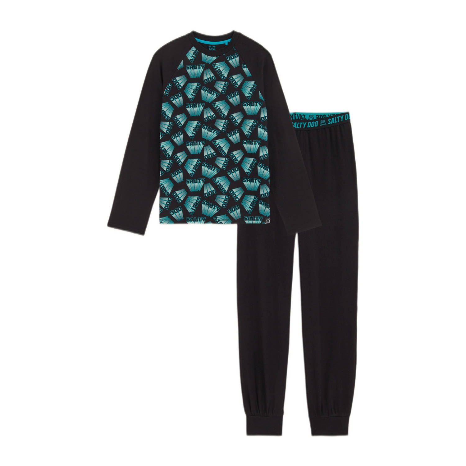 WE Fashion pyjamaset zwart blauw