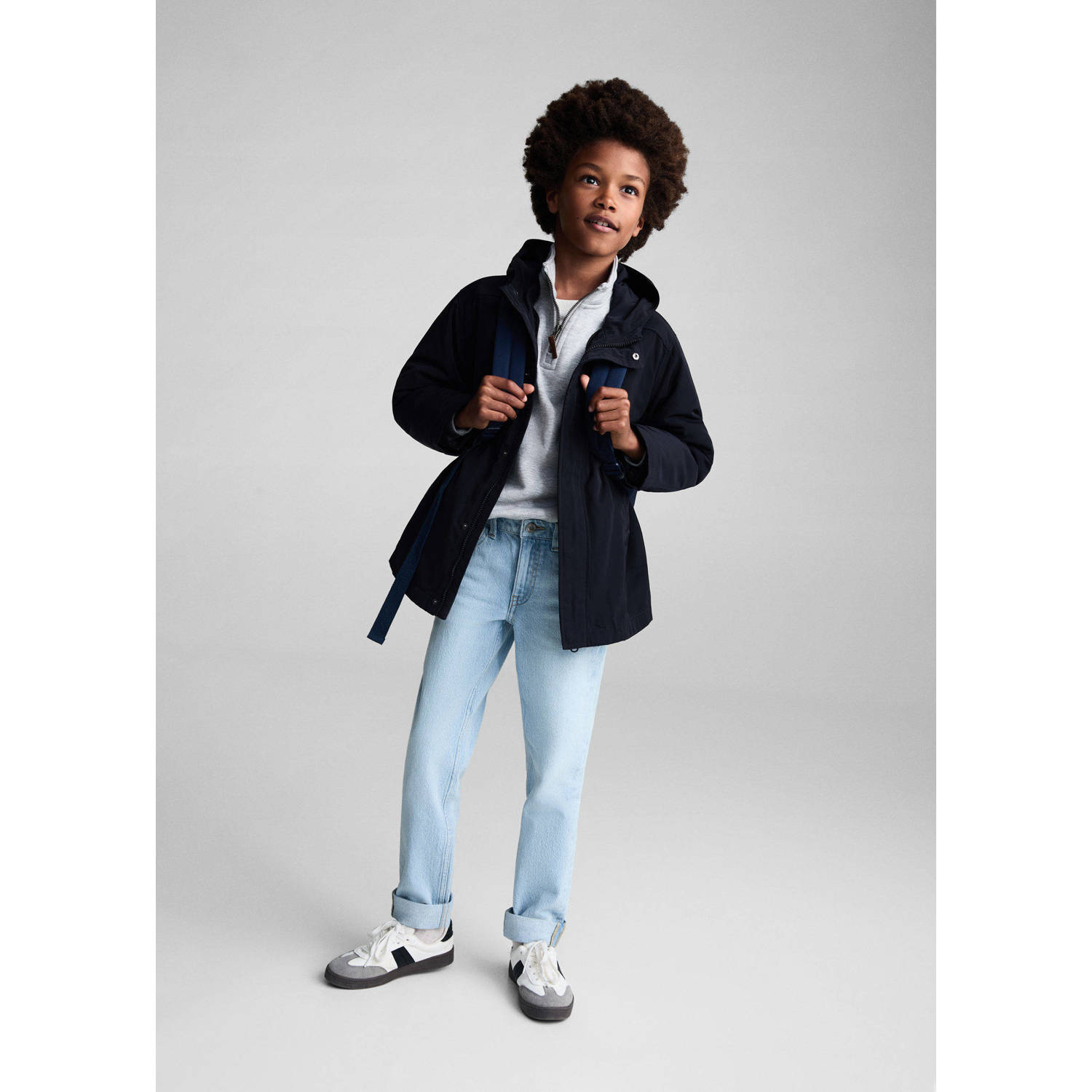 Mango Kids gewatteerde winterjas donkerblauw