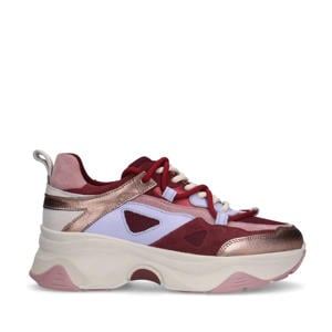 chunky leren sneakers rood multi