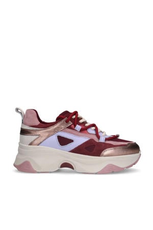 chunky leren sneakers rood multi