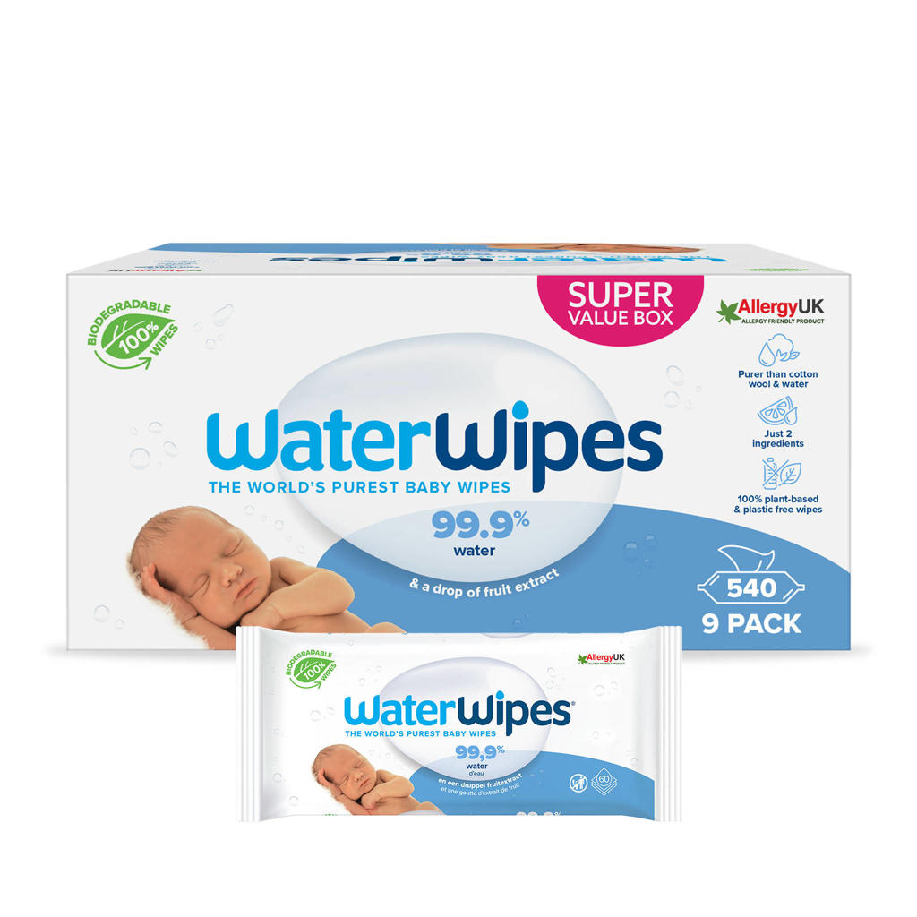 WaterWipes billendoekjes voordeelverpakking - 9 x 60 stuks - 540 doekjes