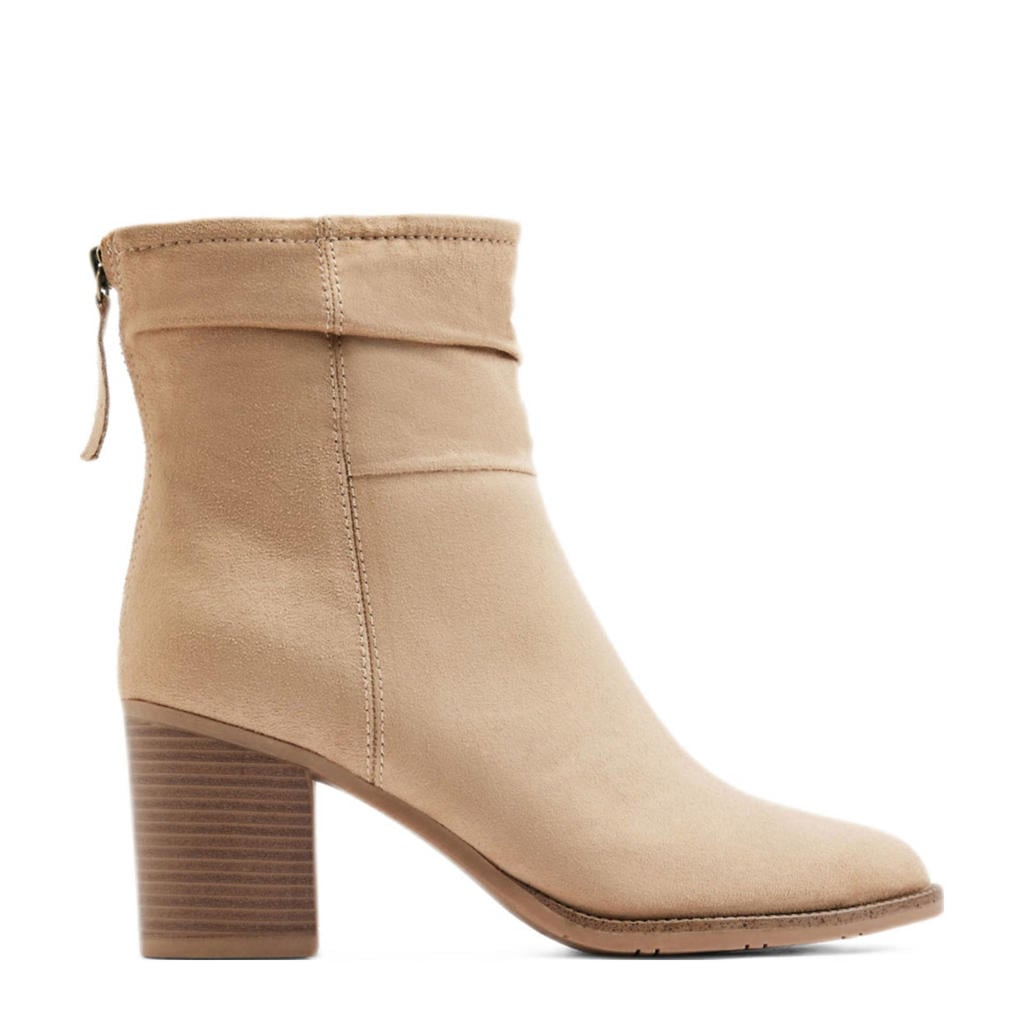 Beige dames Graceland enkellaarzen van imitatie leer/synthetisch/textiel met ritssluiting