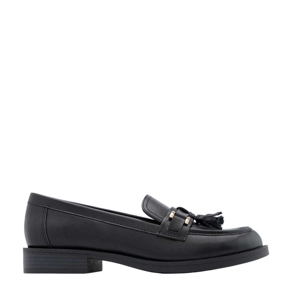 Zwarte dames Graceland loafers van imitatieleer met effen