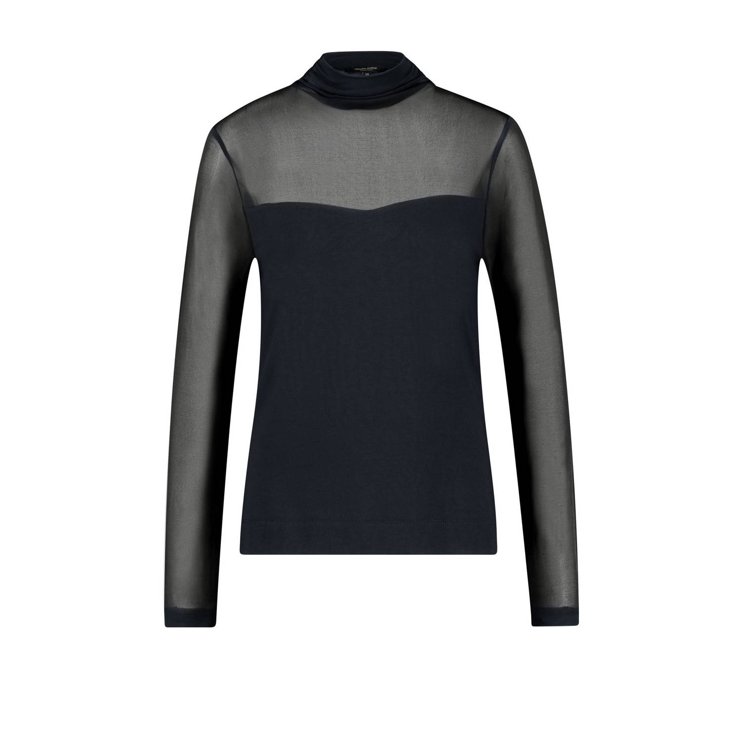 Claudia Sträter top met mesh donkerblauw