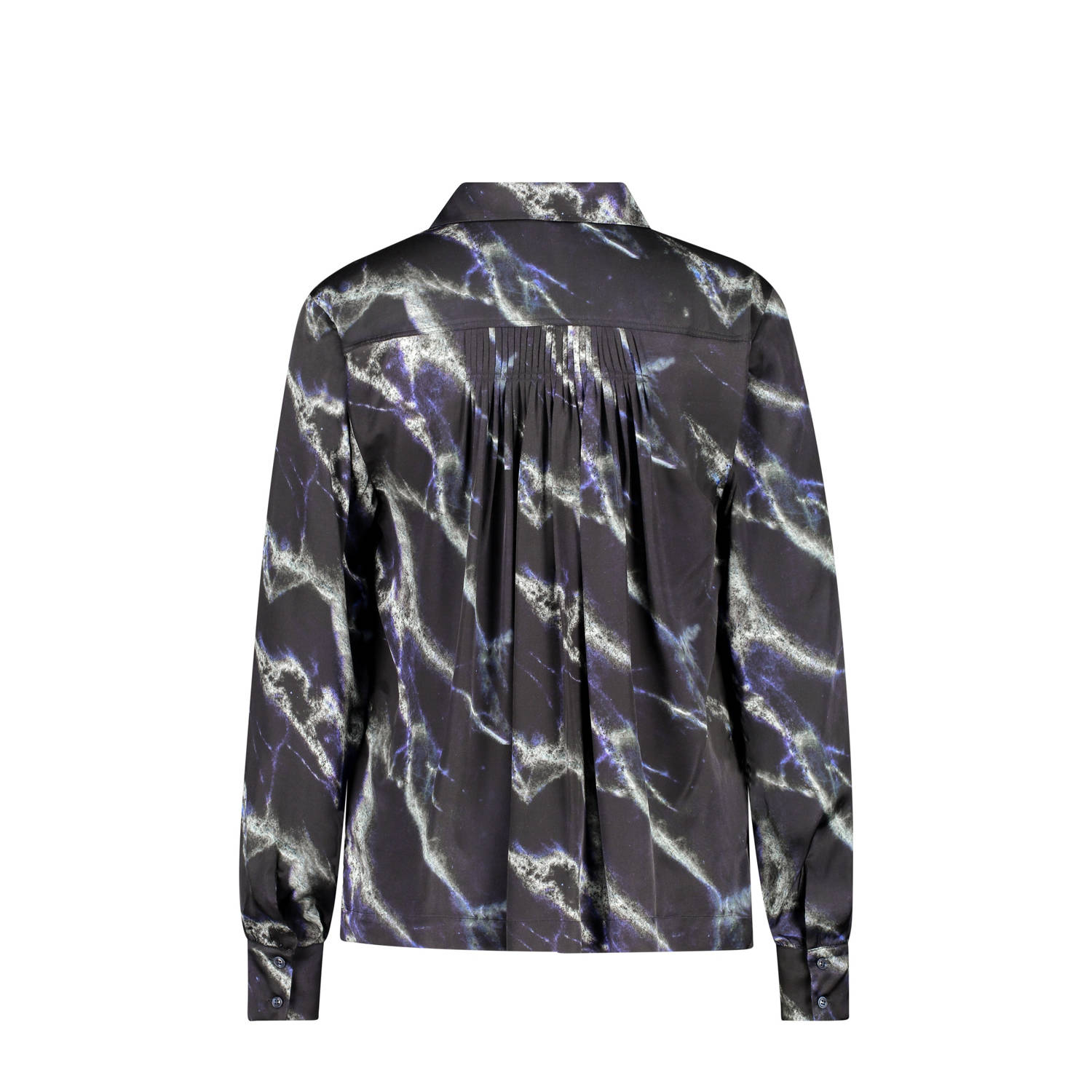 Claudia Sträter blouse met all over print zwart blauw wit