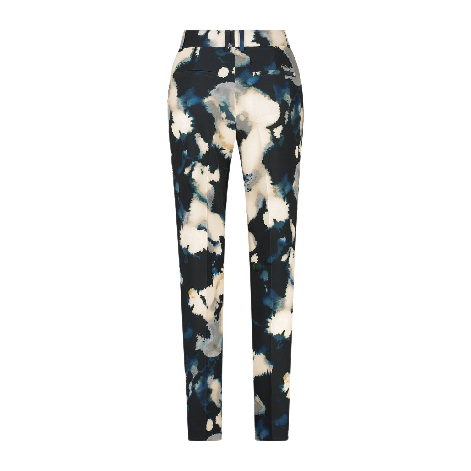 Claudia Sträter regular fit broek met all over print donkerblauw wit