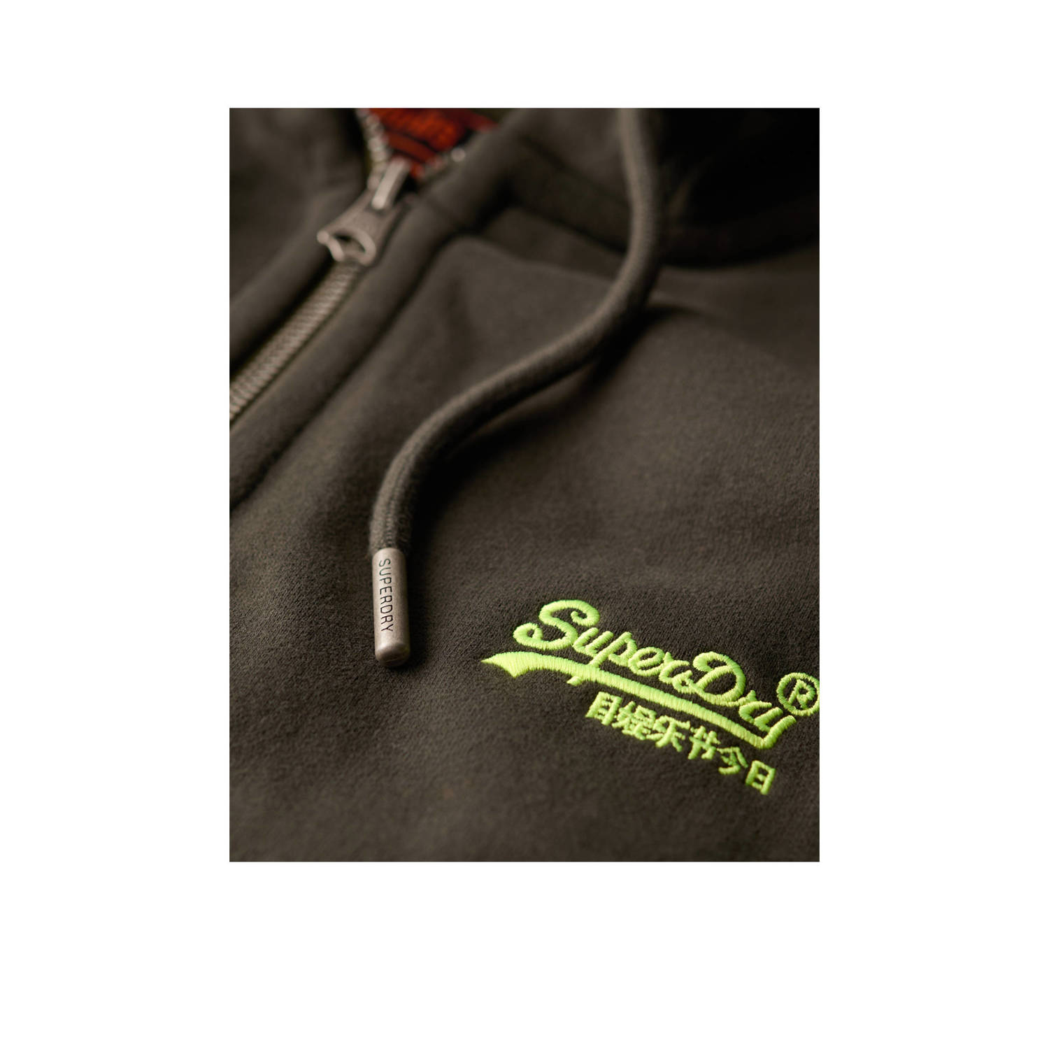 Superdry sweatvest met logo dark grey green