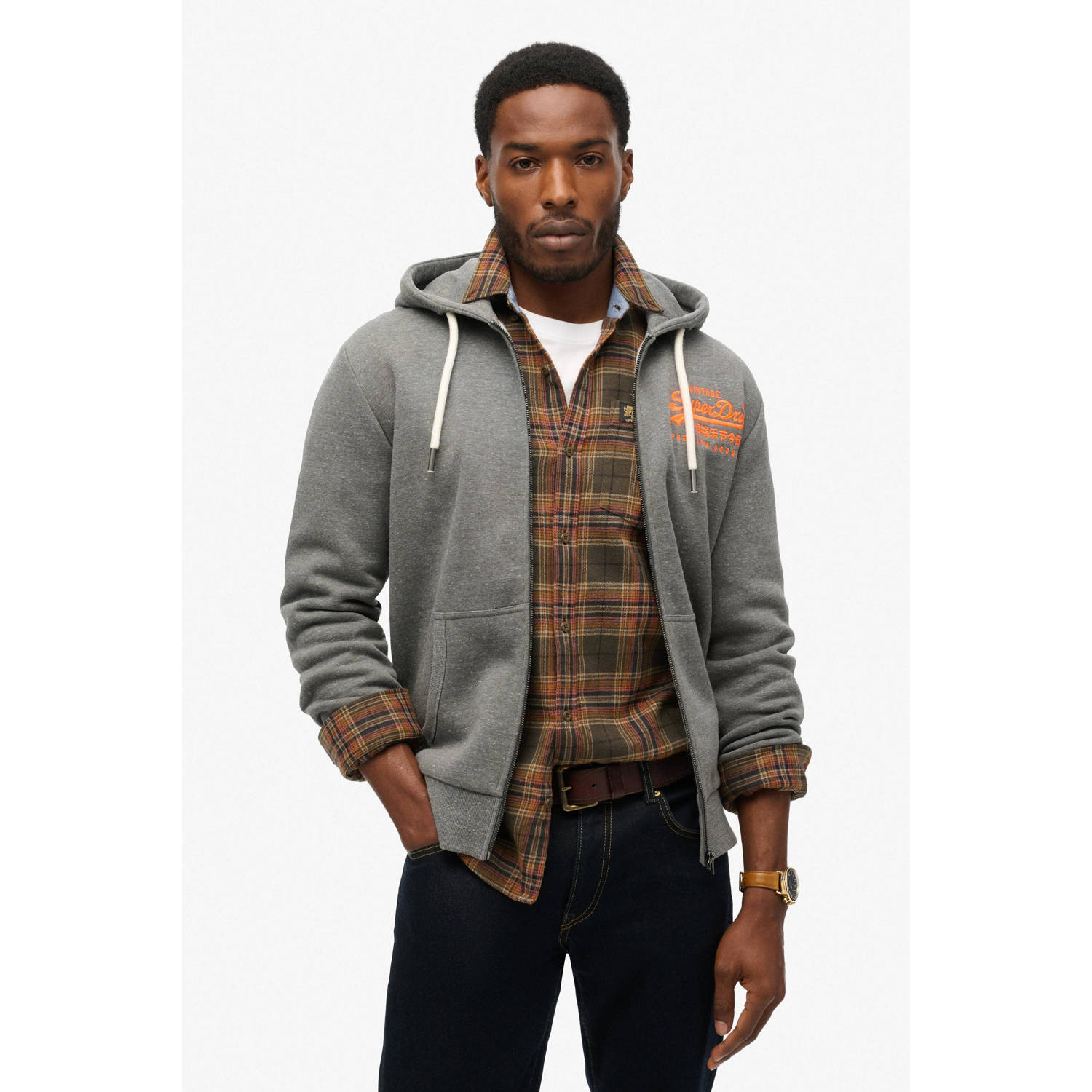 Superdry Neon Vintage Logo Graphic Hooded Vest Heren