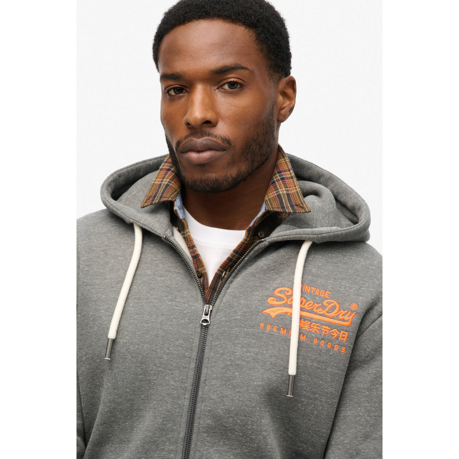Superdry sweatvest met logo grijs