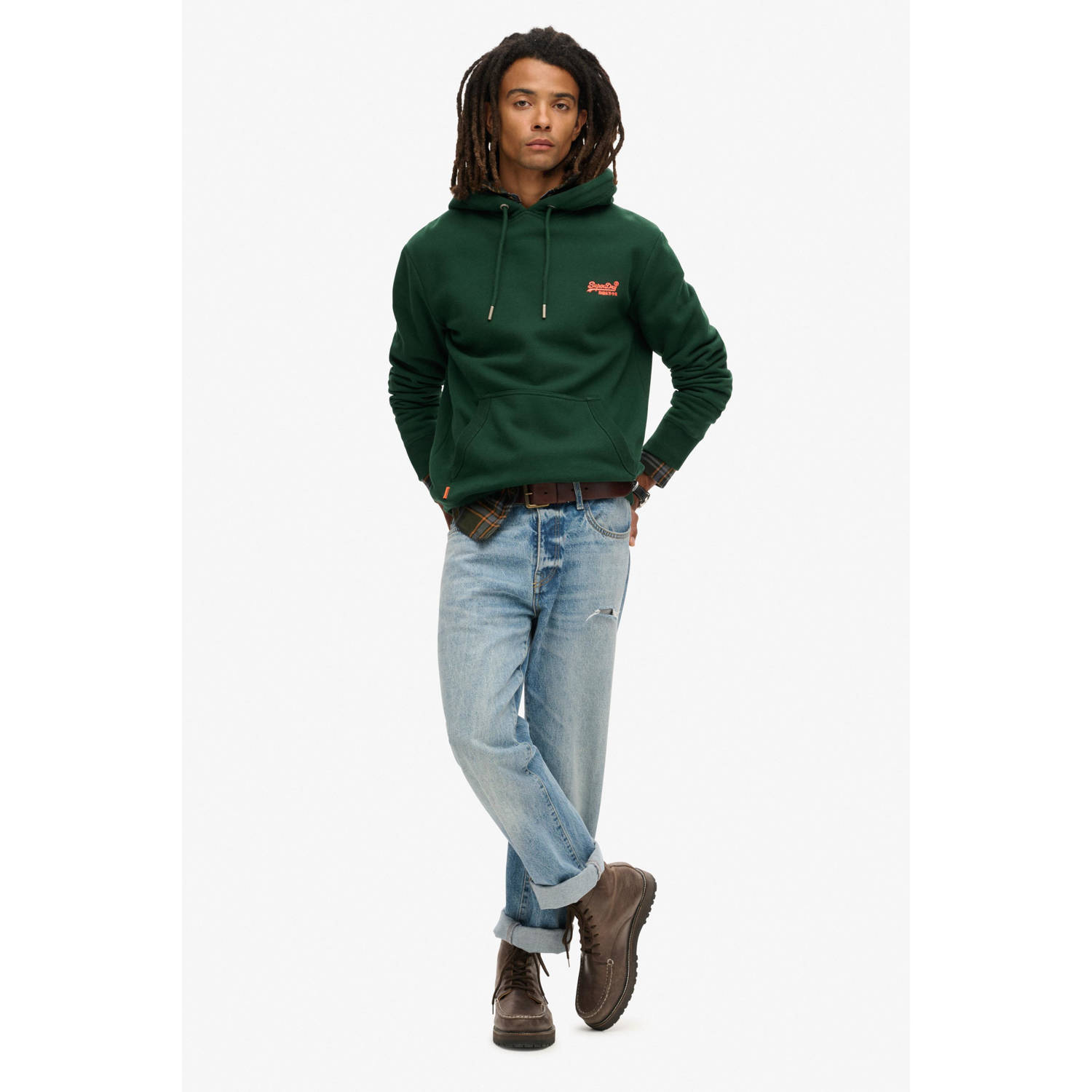 Superdry hoodie met logo groen