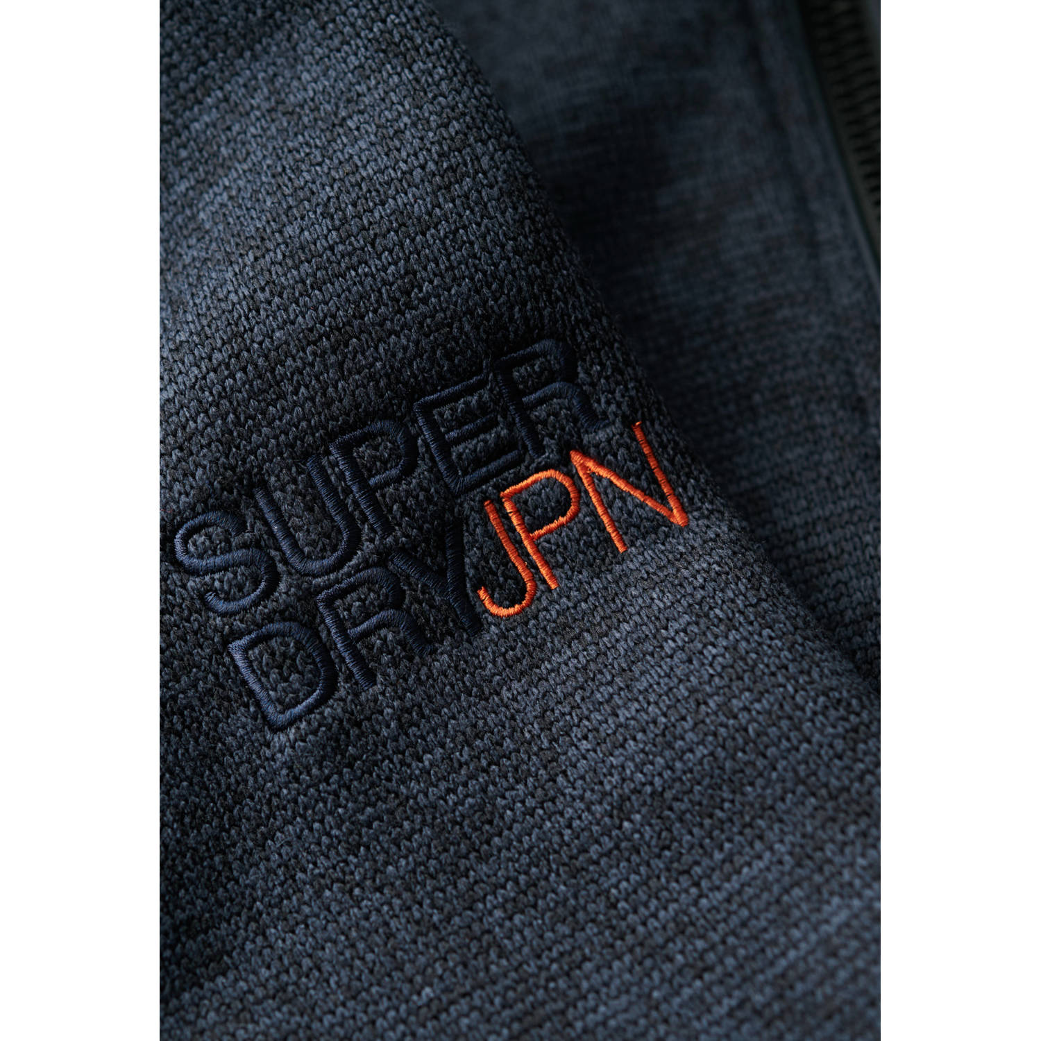 Superdry gemêleerde gebreide bomberjack donkerblauw