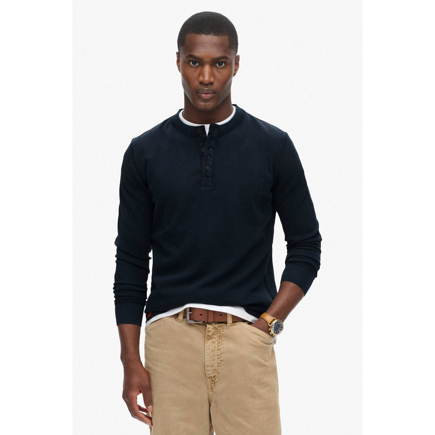 Superdry Vintage Textured Grandad LS Top Heren