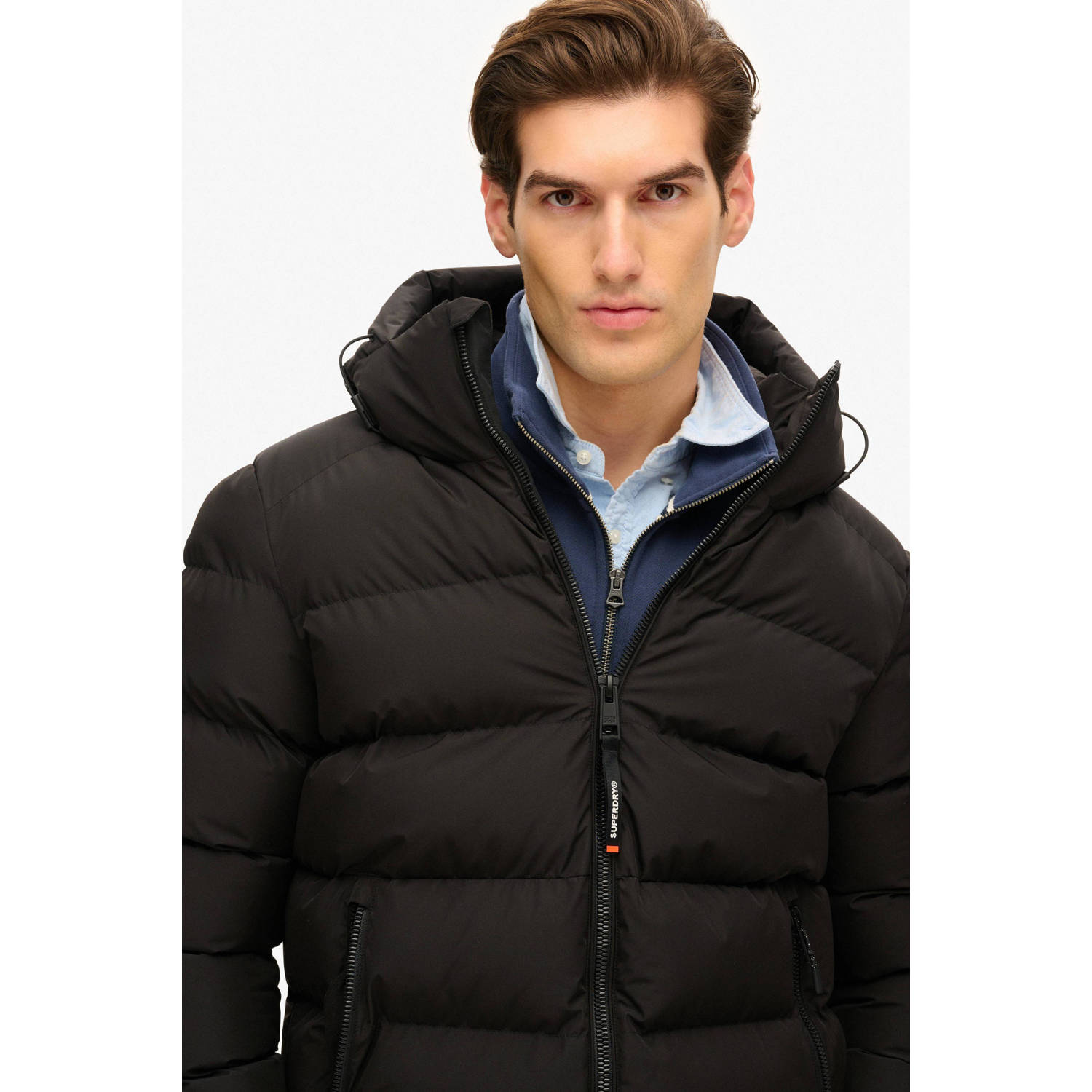 Superdry gewatteerde jas zwart