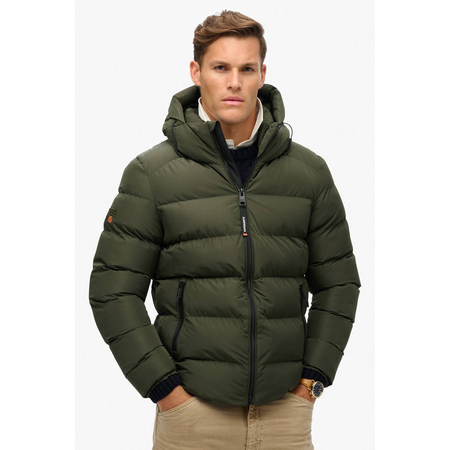 Superdry gewatteerde jas kaki