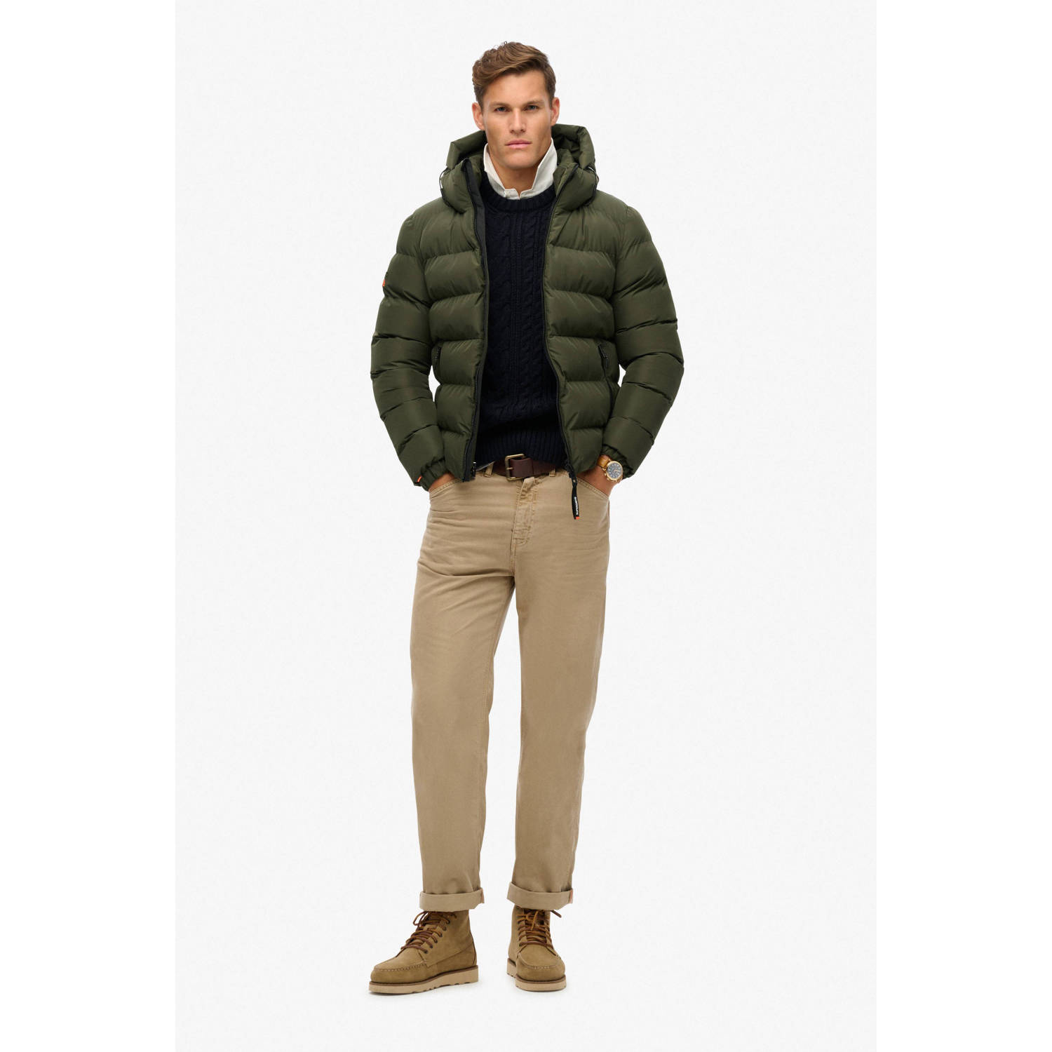 Superdry gewatteerde jas kaki