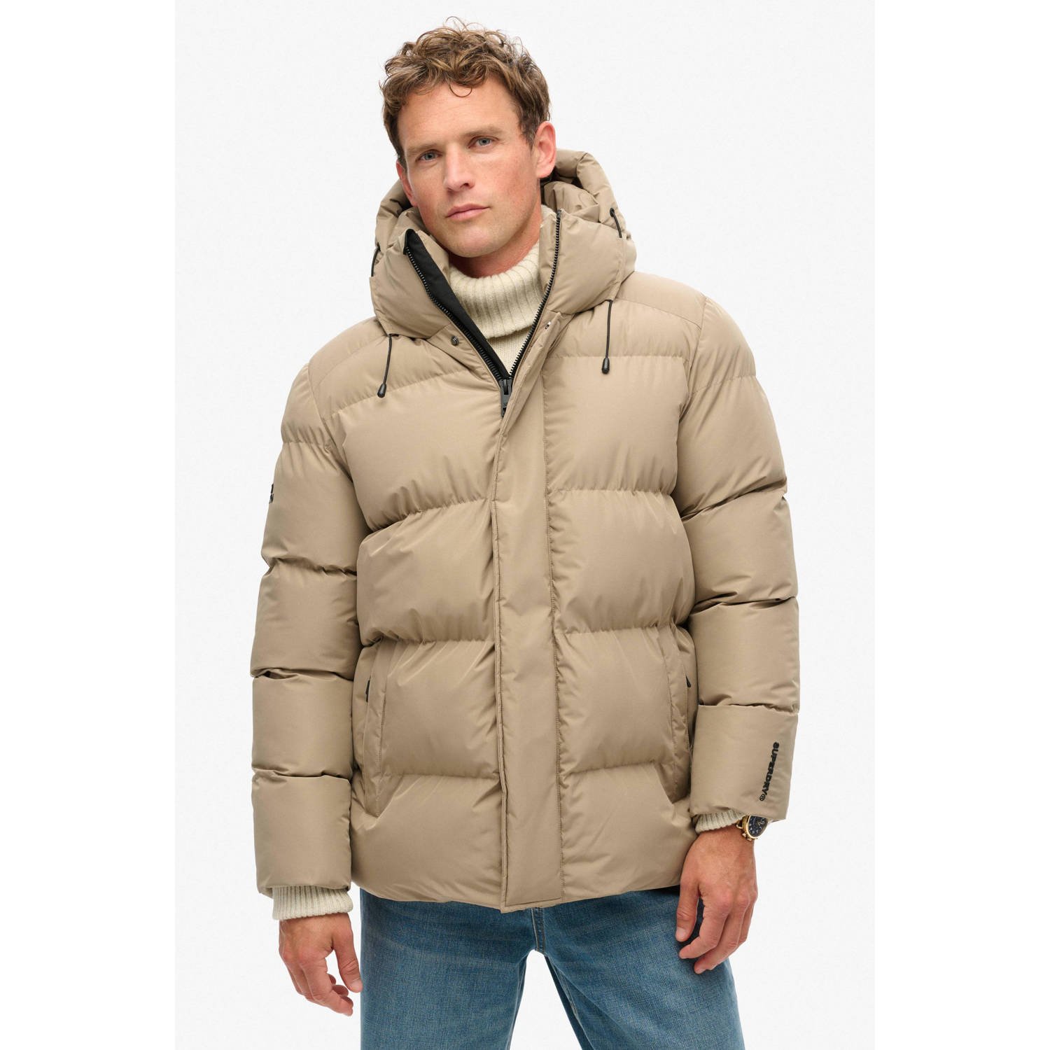 Superdry gewatteerde winterjas beige