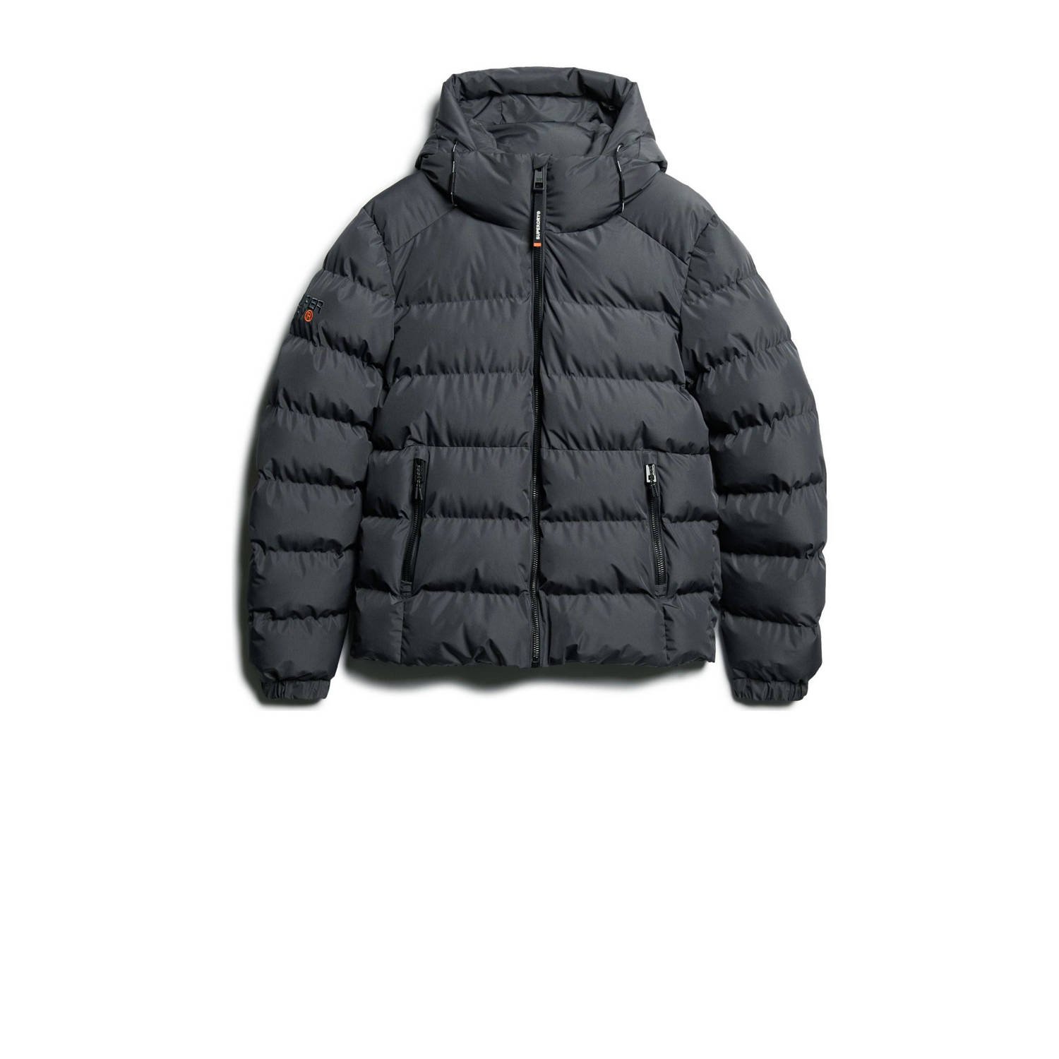 Superdry gewatteerde jas donkergrijs