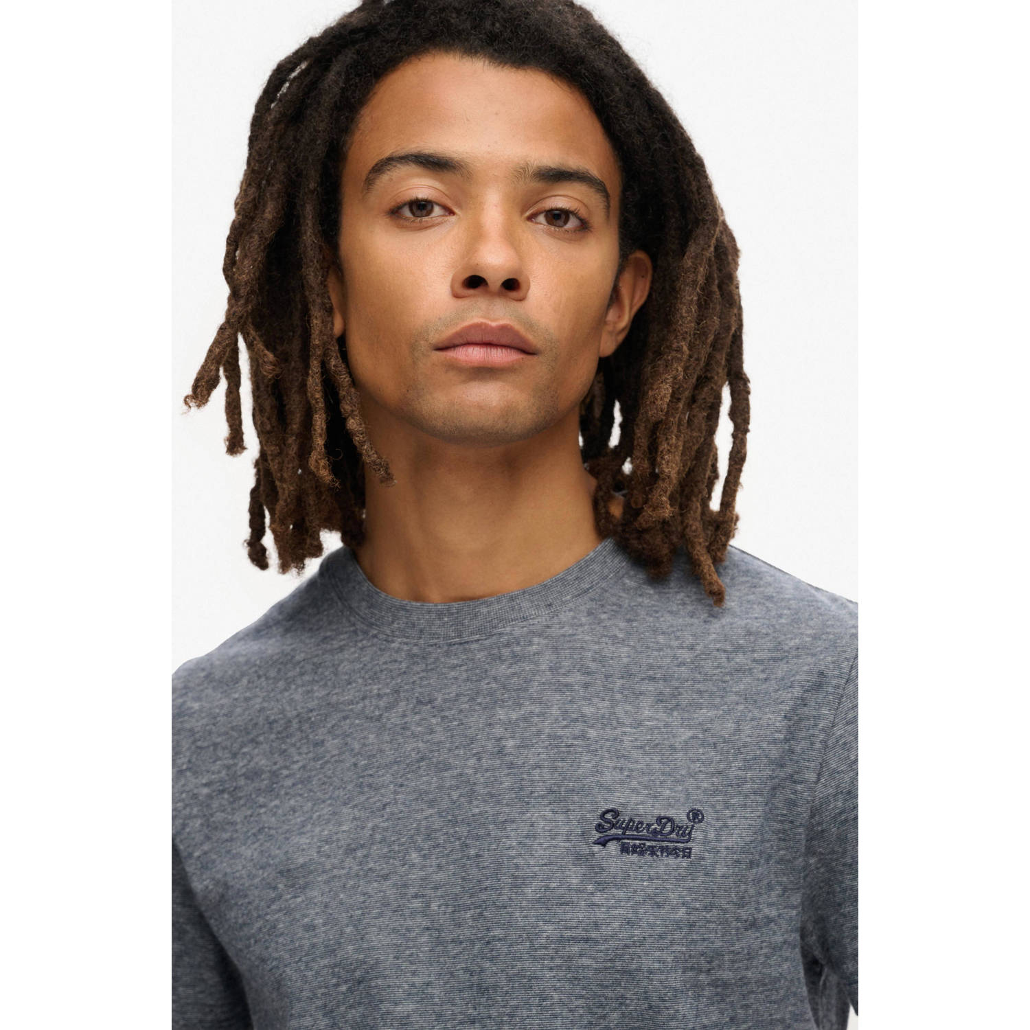 Superdry gemeleerd slim fit T-shirt grijsblauw