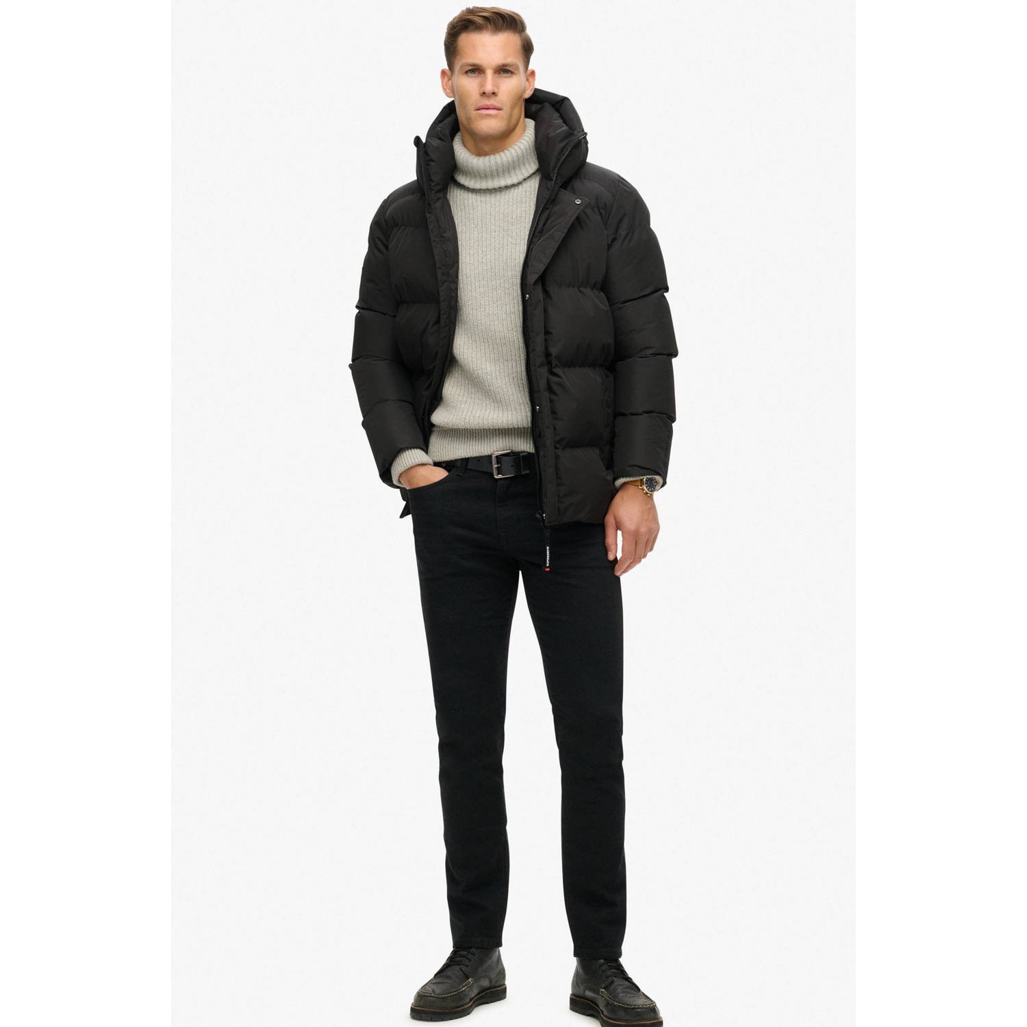 Superdry gewatteerde winterjas zwart