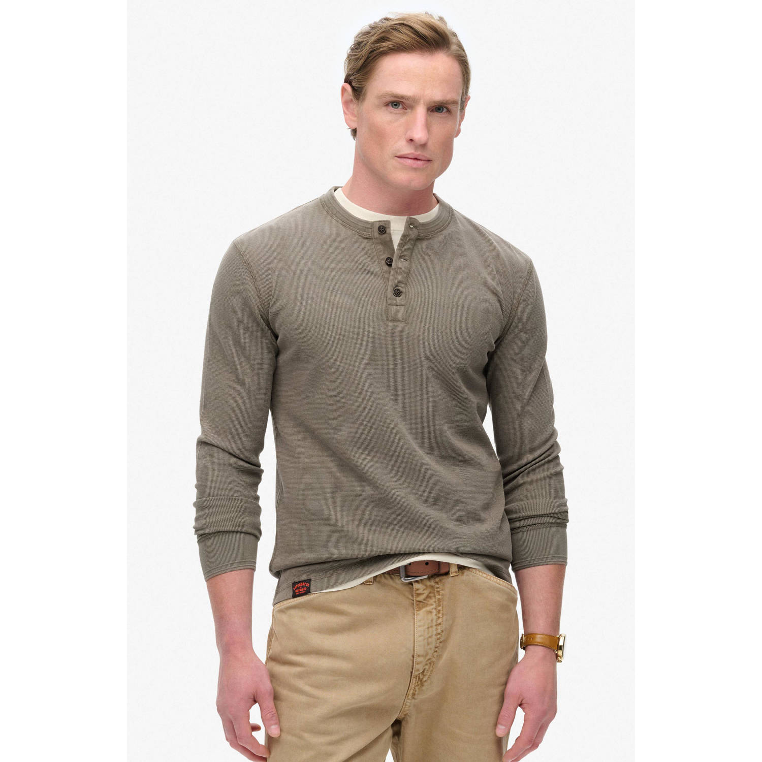 Superdry Vintage Textured Grandad LS Top Heren
