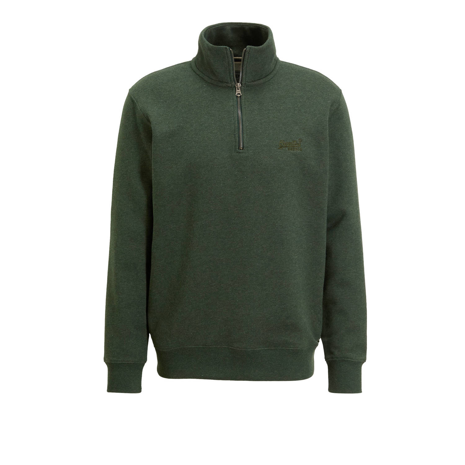 Superdry Henley Essential Half Zip Pullover Donkergroen