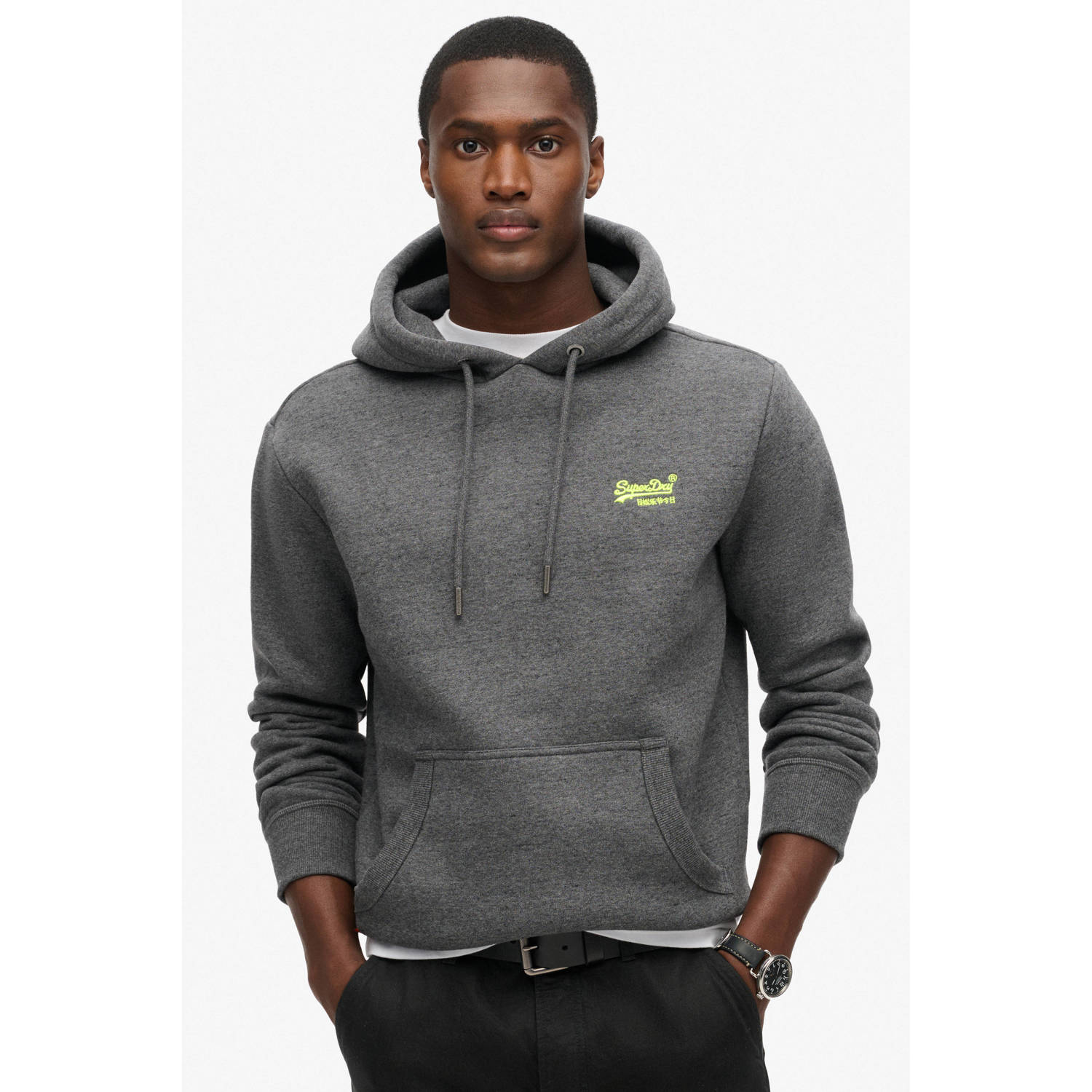 Superdry gemêleerde hoodie met logo grijs