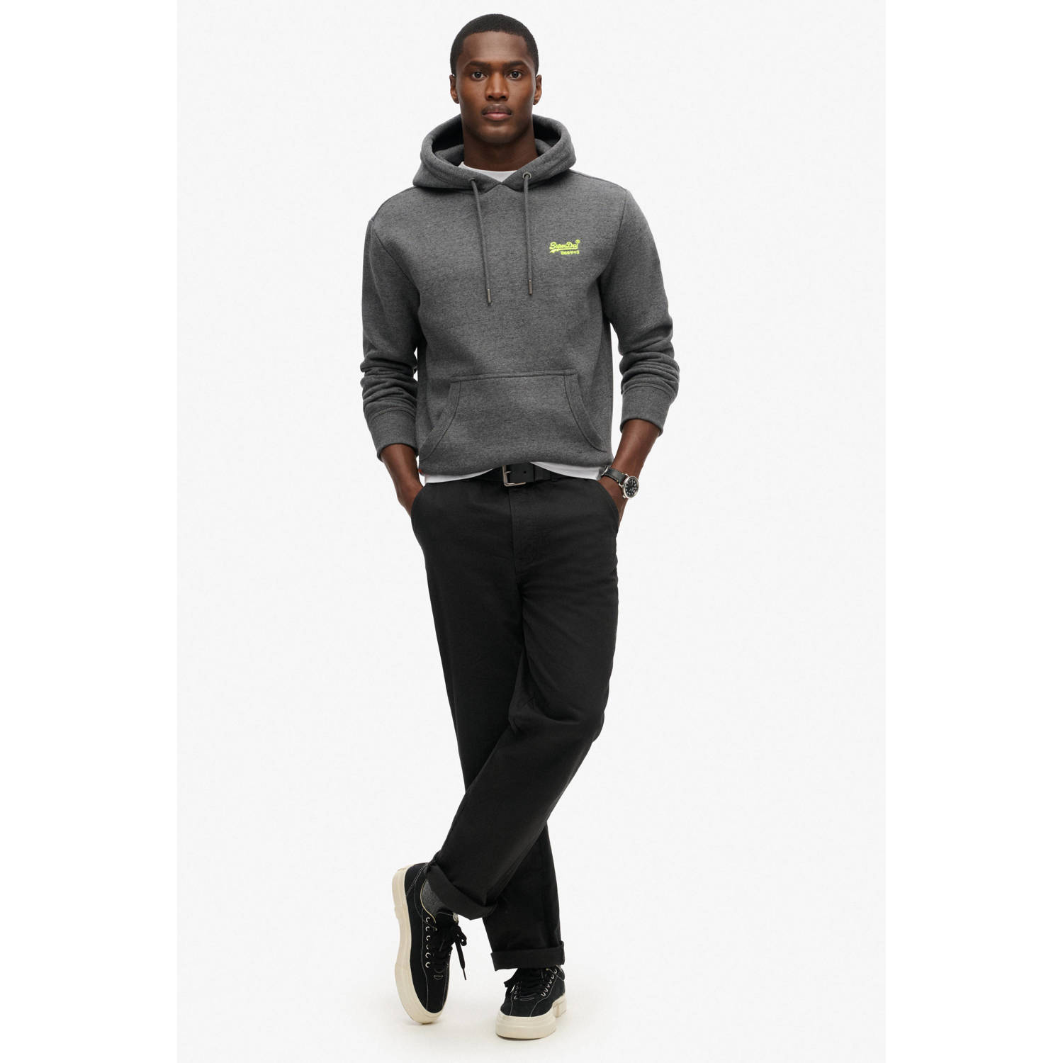 Superdry gemêleerde hoodie met logo grijs