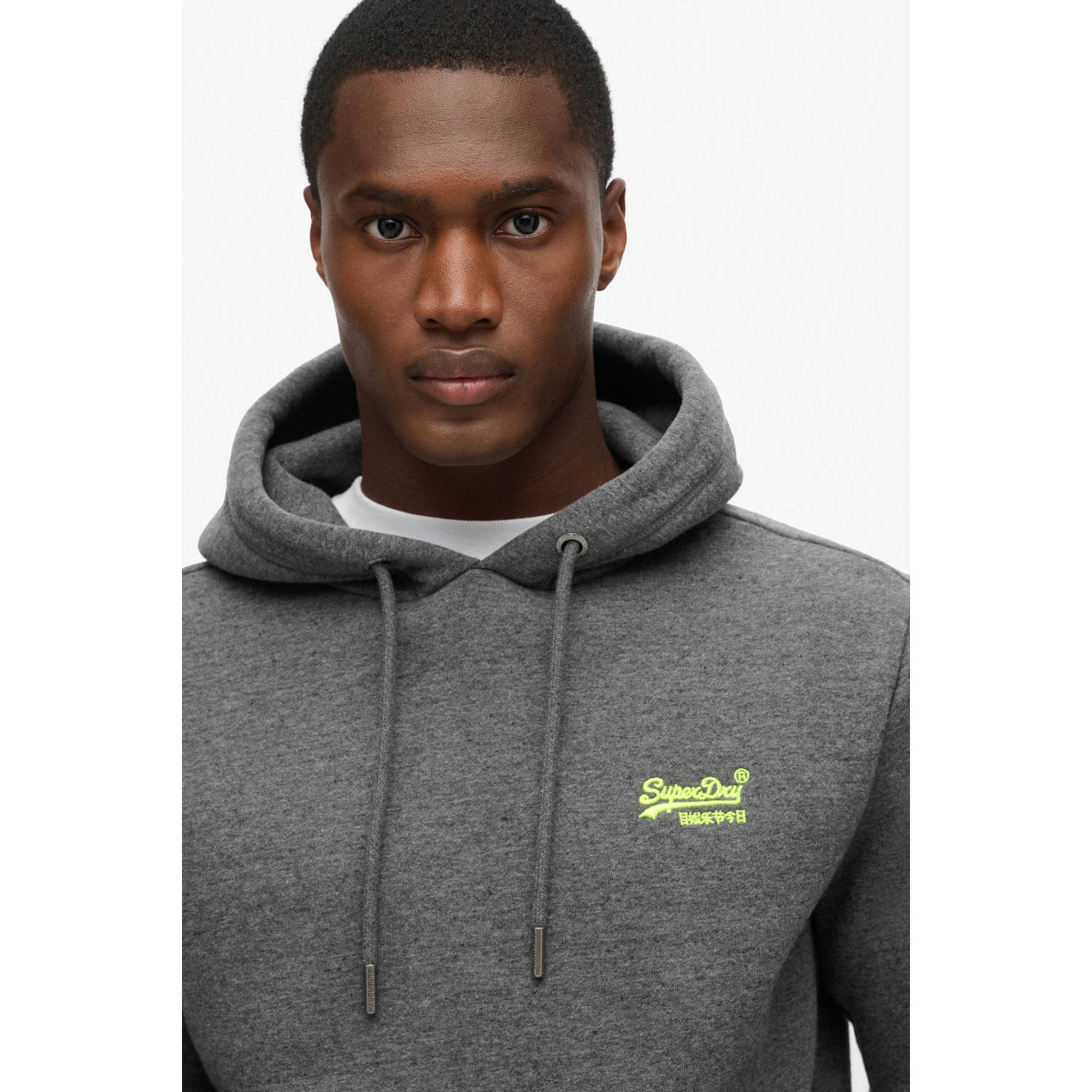 Superdry gemêleerde hoodie met logo grijs