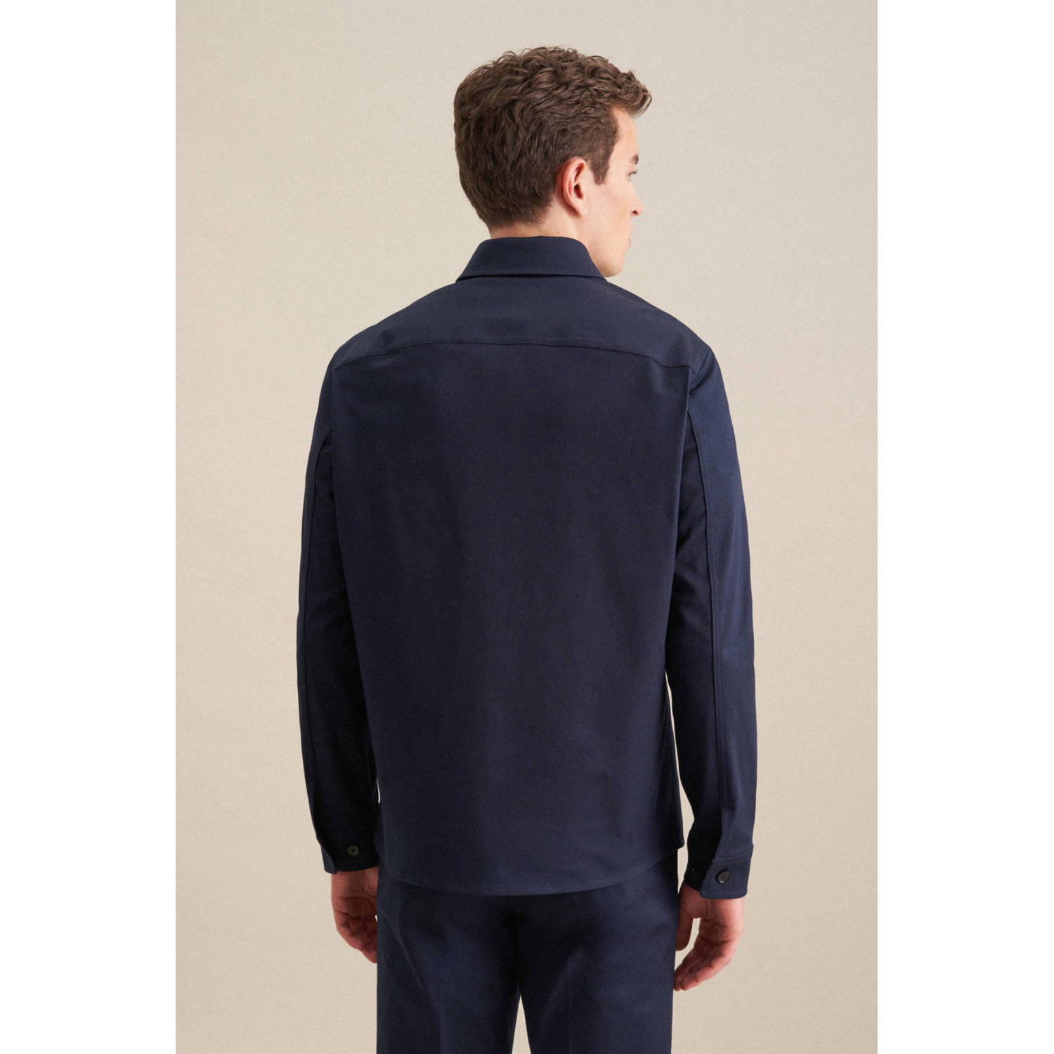 Seidensticker regular fit overshirt donkerblauw