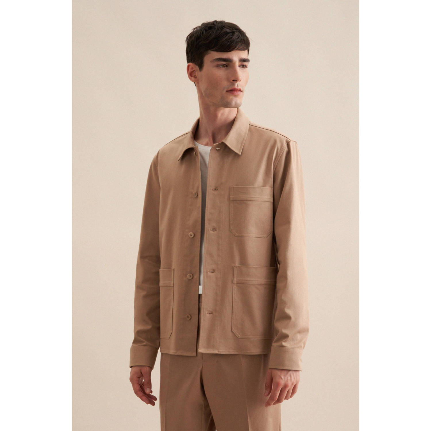 Seidensticker regular fit overshirt bruin