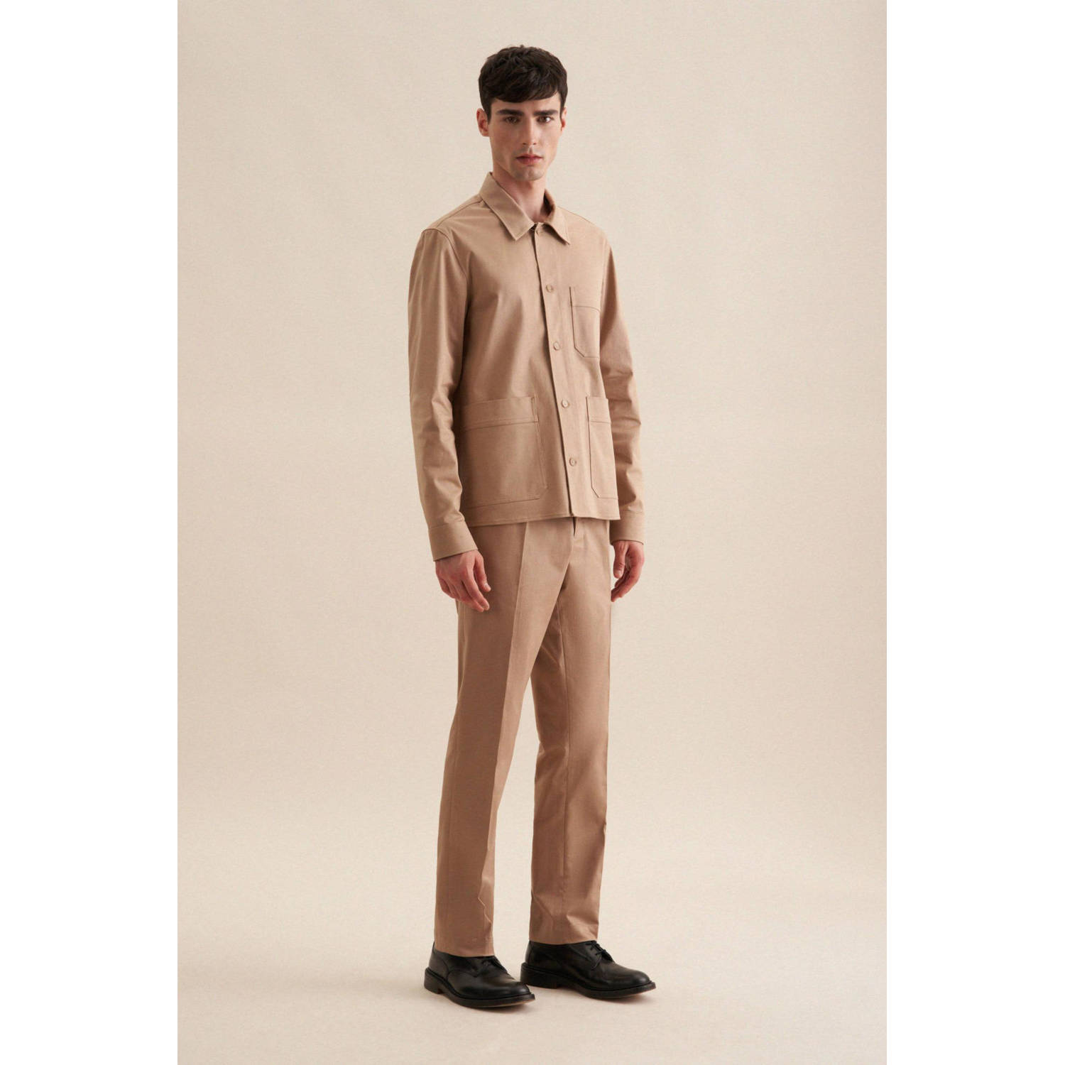 Seidensticker regular fit overshirt bruin