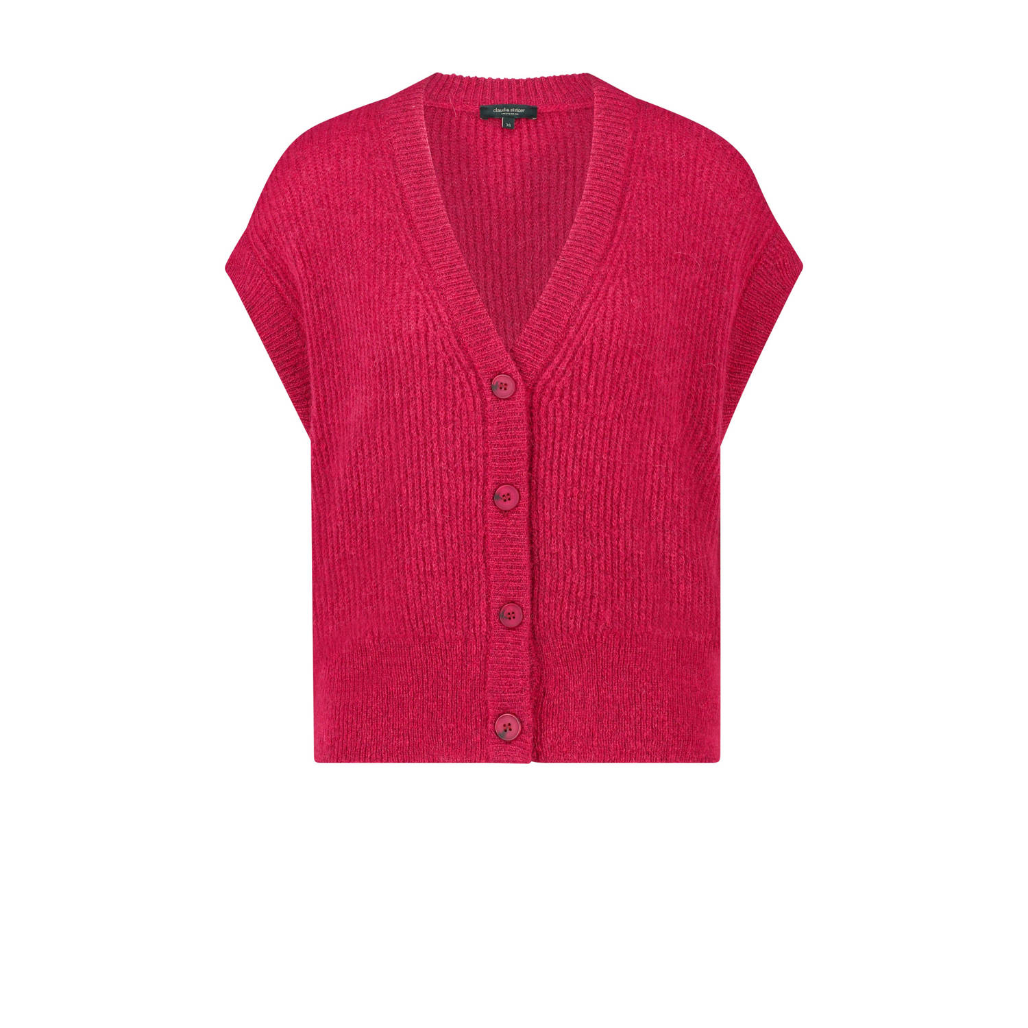 Claudia Sträter gebreid gilet rood