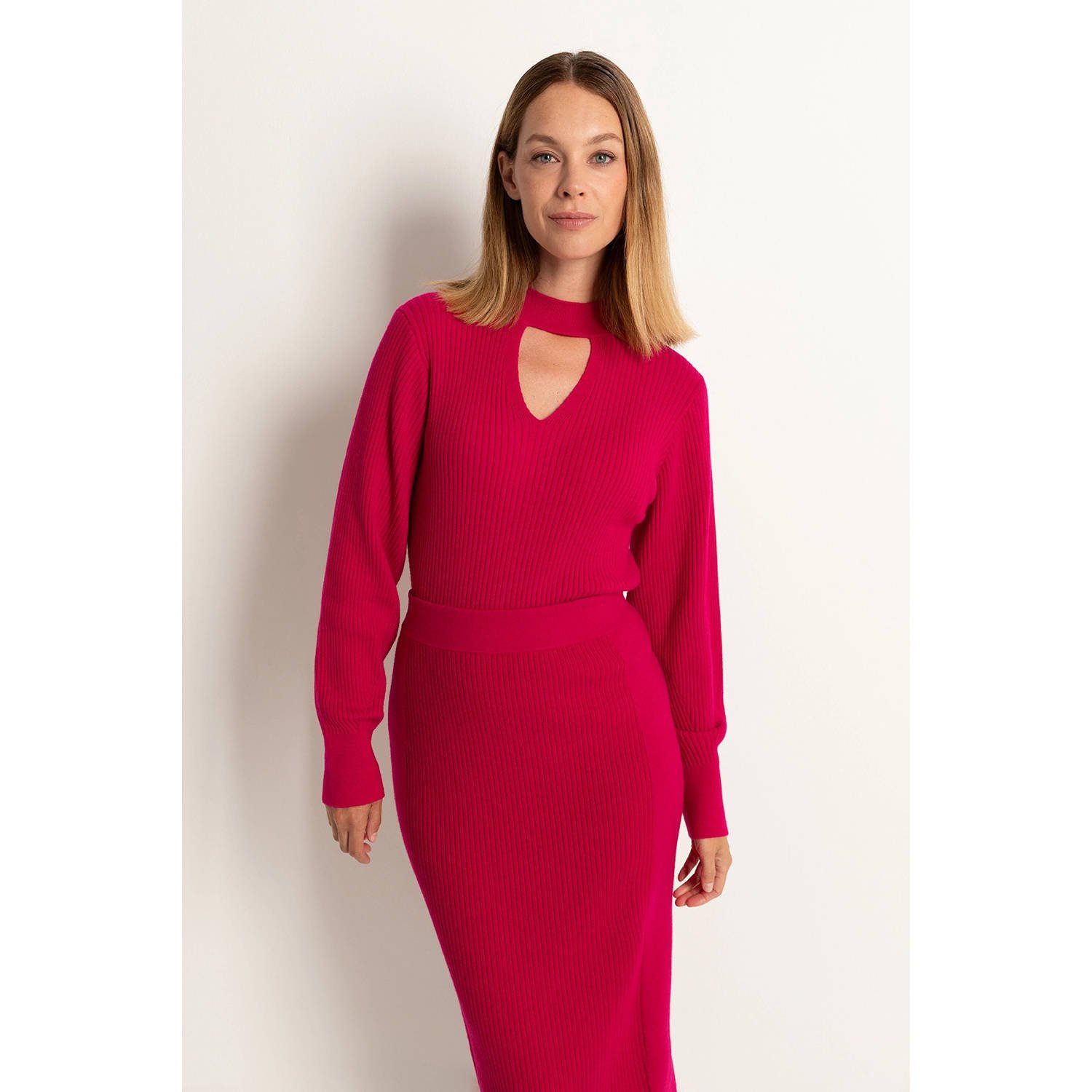Claudia Sträter wol gebreide trui roze