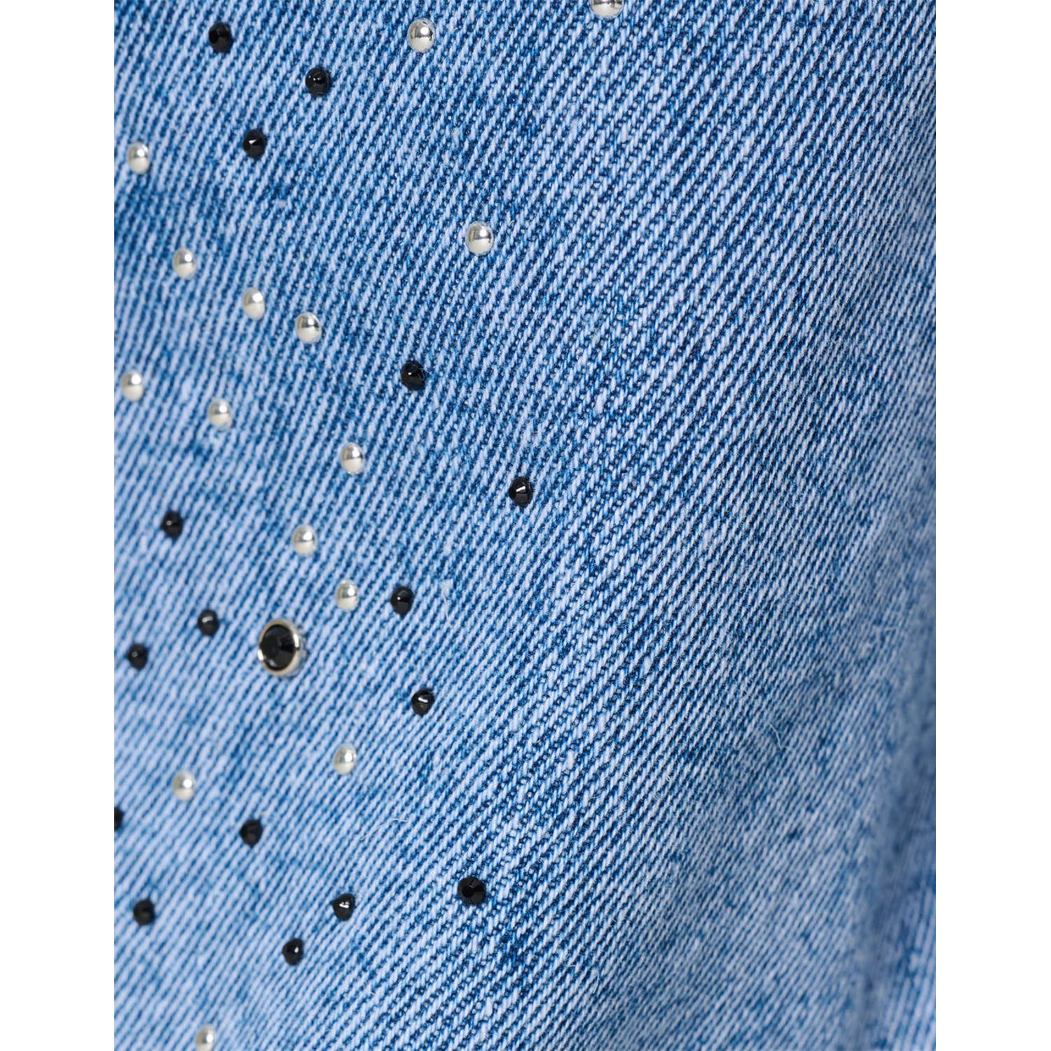 Shoeby high fit straight leg jeans met studs en strass medium blue denim