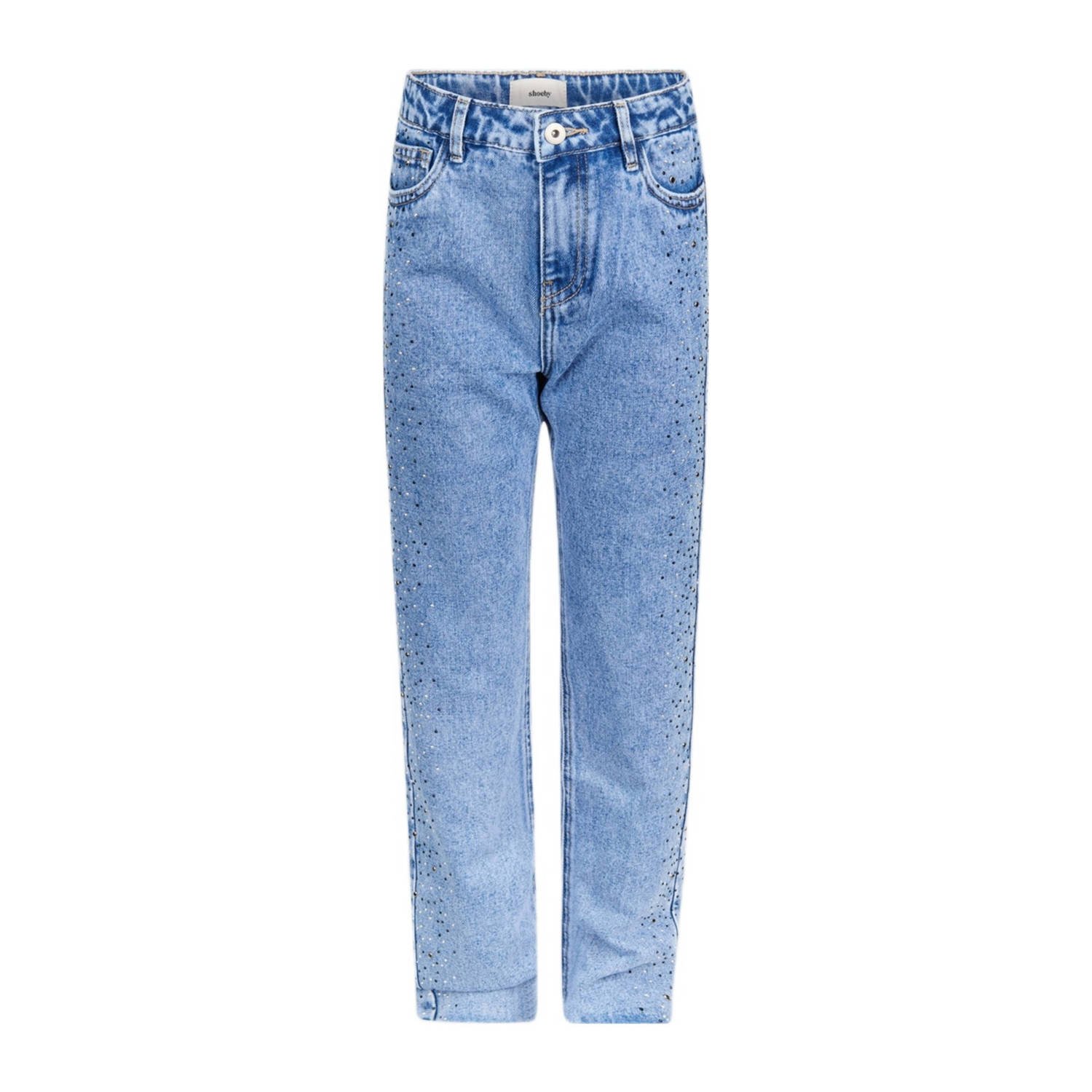 Shoeby straight fit jeans met all over print medium blue denim Blauw All over print 134