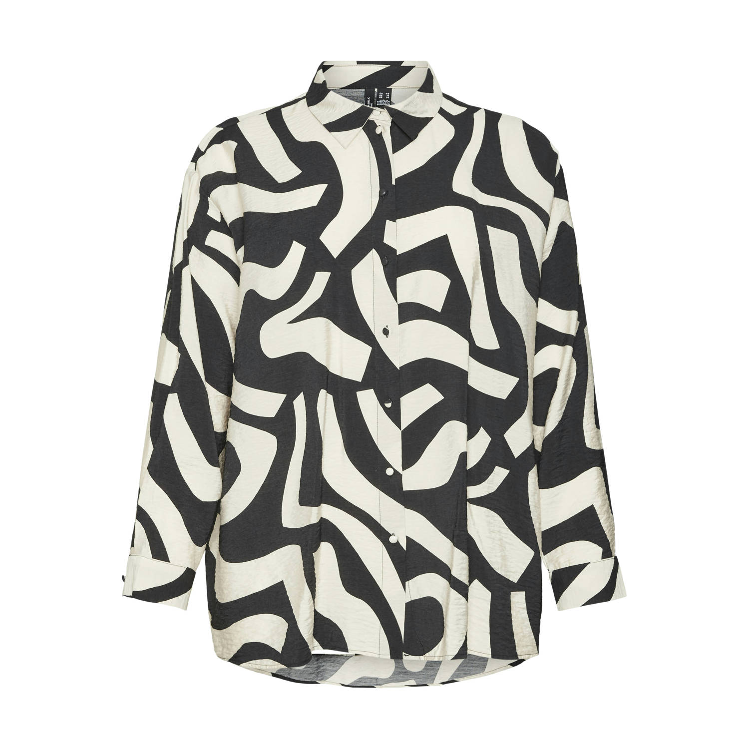 VERO MODA CURVE blouse VMCJOSIE met grafische print zwart ecru