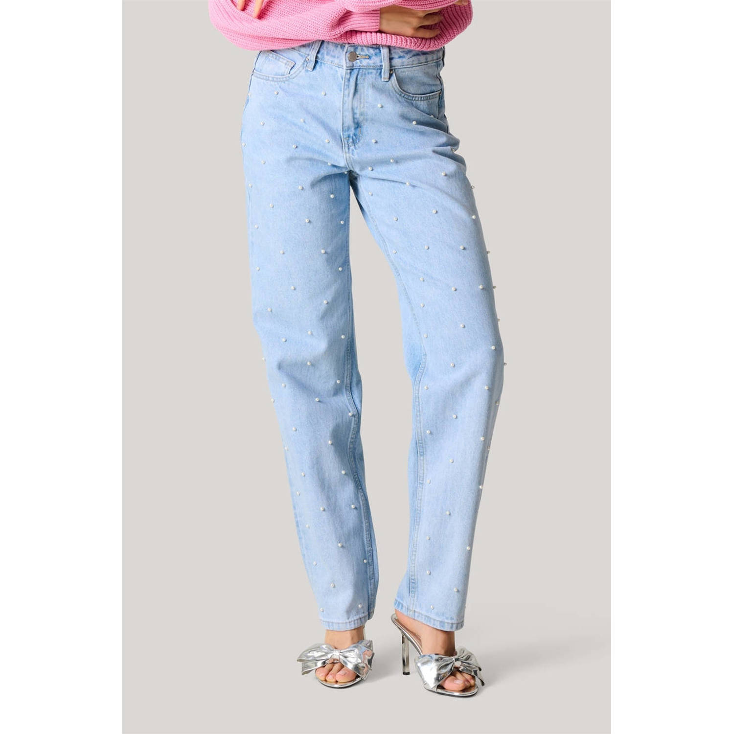 Shoeby high waist straight leg jeans light blue denim