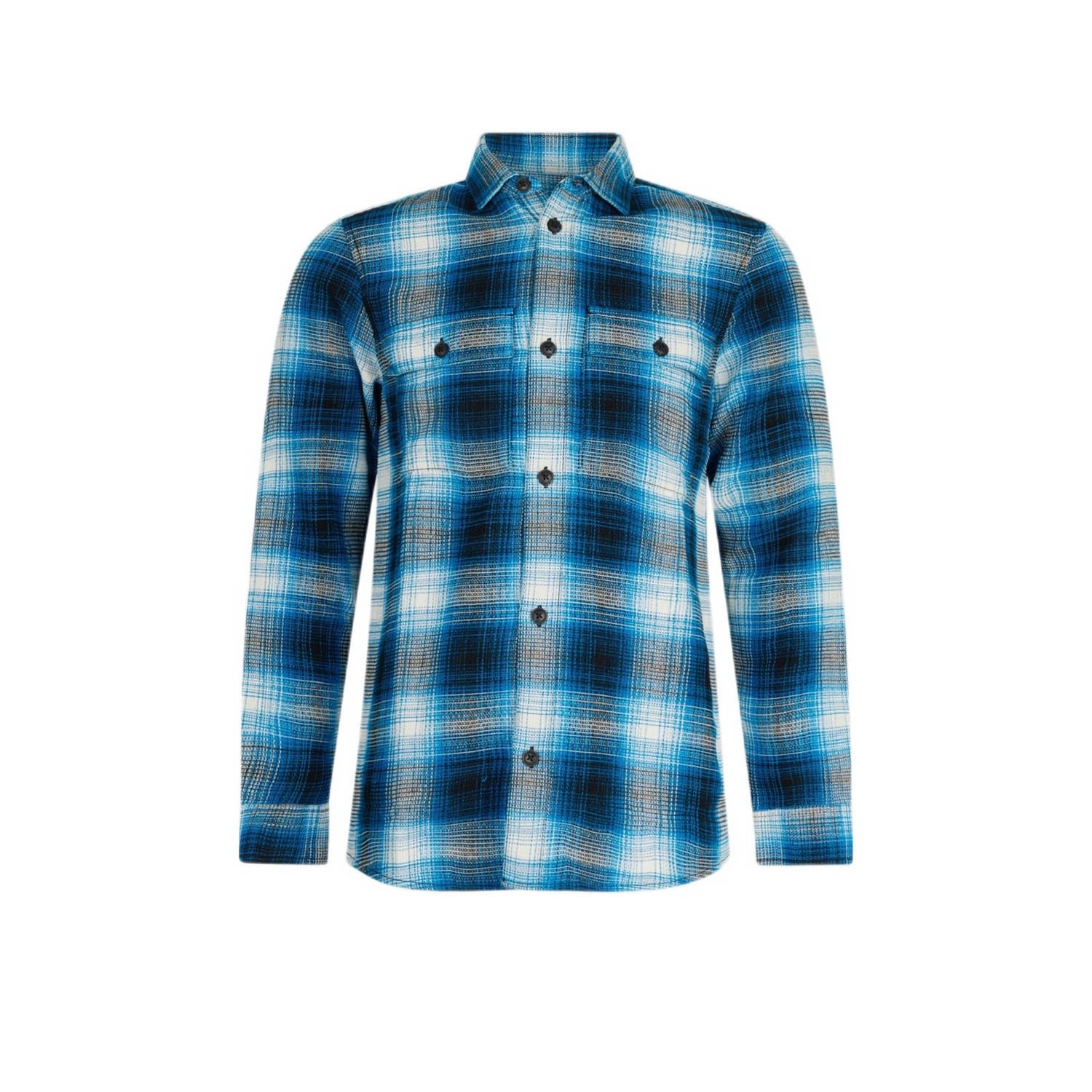 Shoeby geruit regular fit overshirt blauw wit