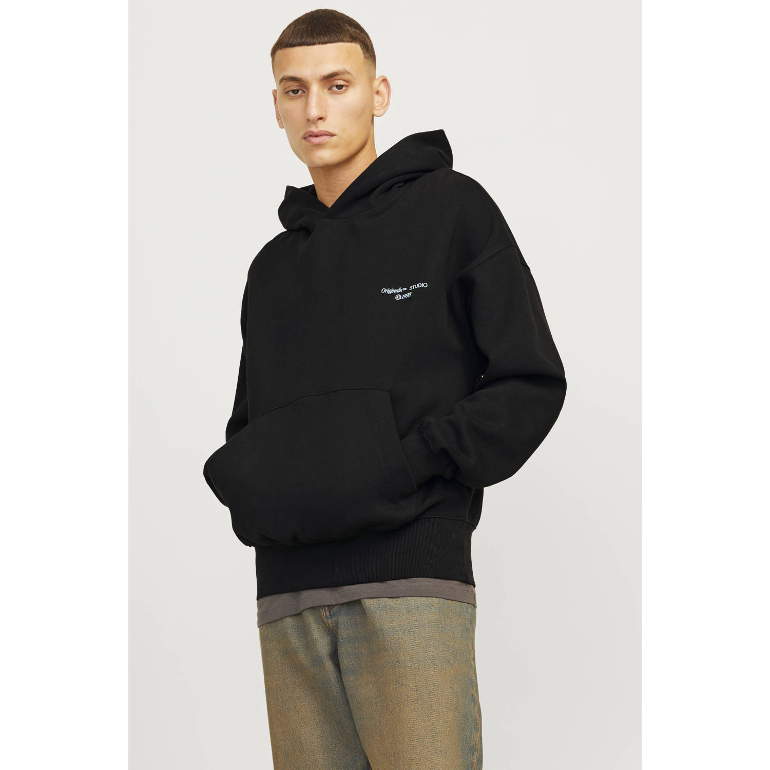 Jack & jones Achtergrond Grafische Sweater Hood Zwart Black Heren