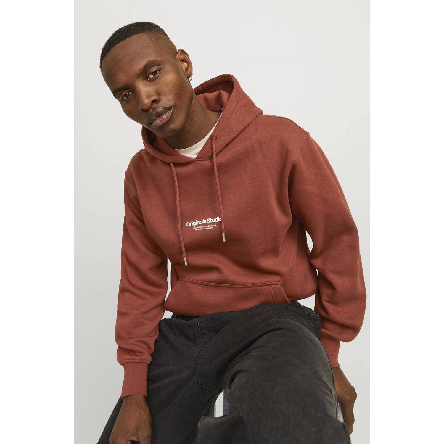 JACK & JONES ORIGINALS hoodie JORVESTERBRO met printopdruk brandy brown