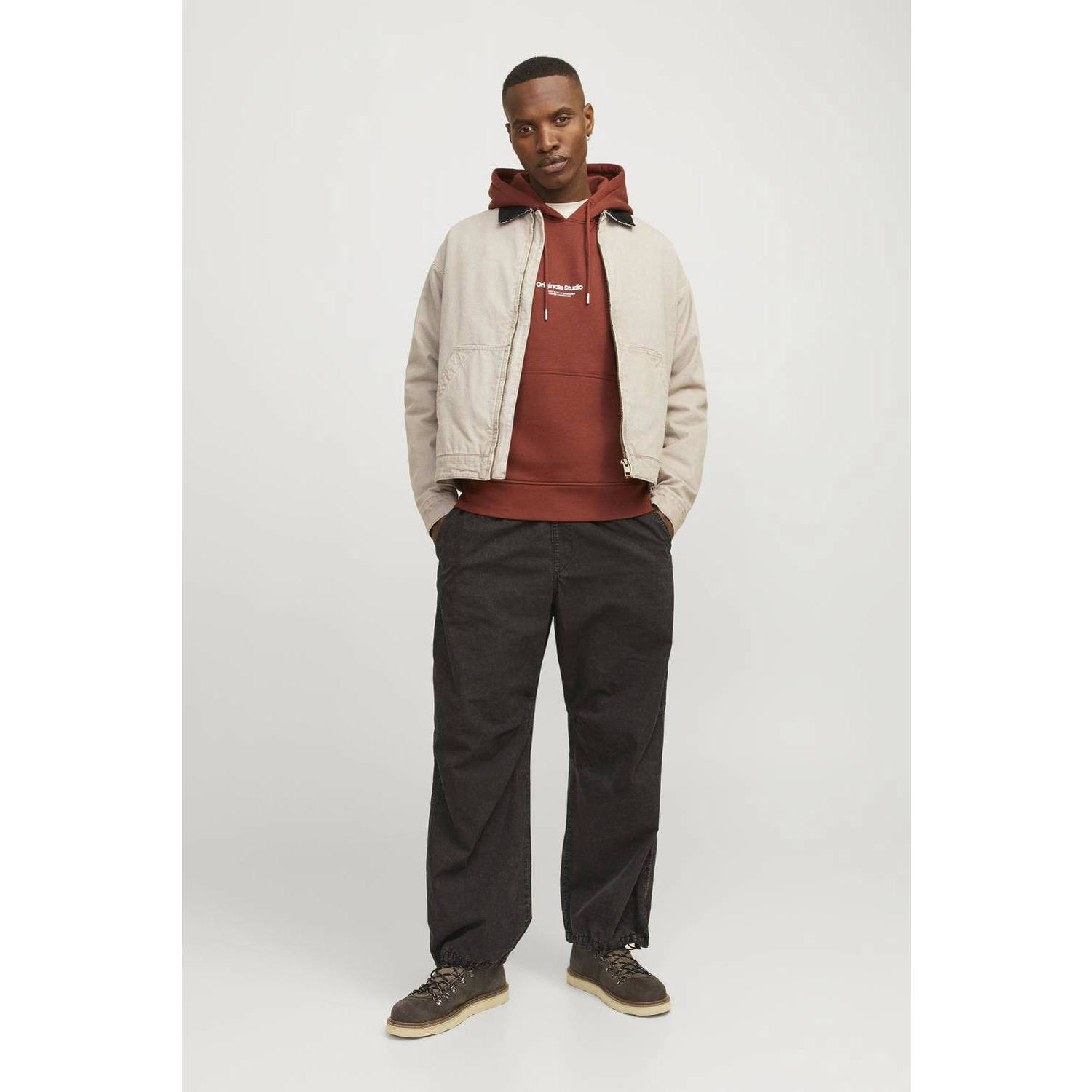 JACK & JONES ORIGINALS hoodie JORVESTERBRO met printopdruk brandy brown